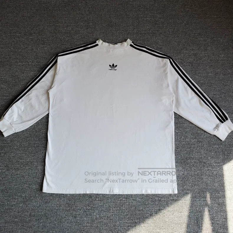 Balenciaga Balenciaga Striped Logo Long Sleeve T - White Size US S / EU 44-46 / 1 - 1 Thumbnail