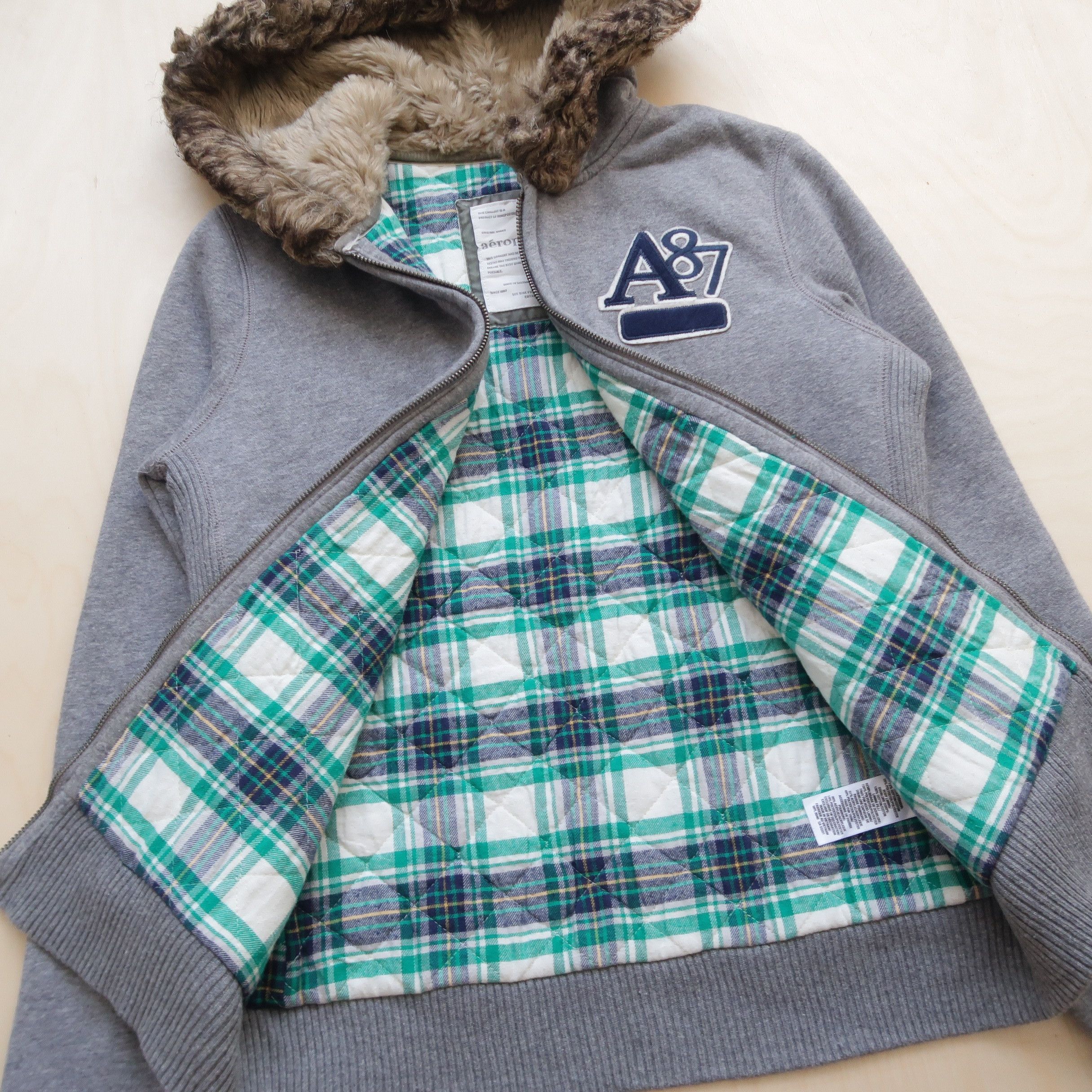 Japanese Brand 2000s Aeropostale Fur Hoodie Plaid Inner Like GOA Size US M / EU 48-50 / 2 - 11 Thumbnail