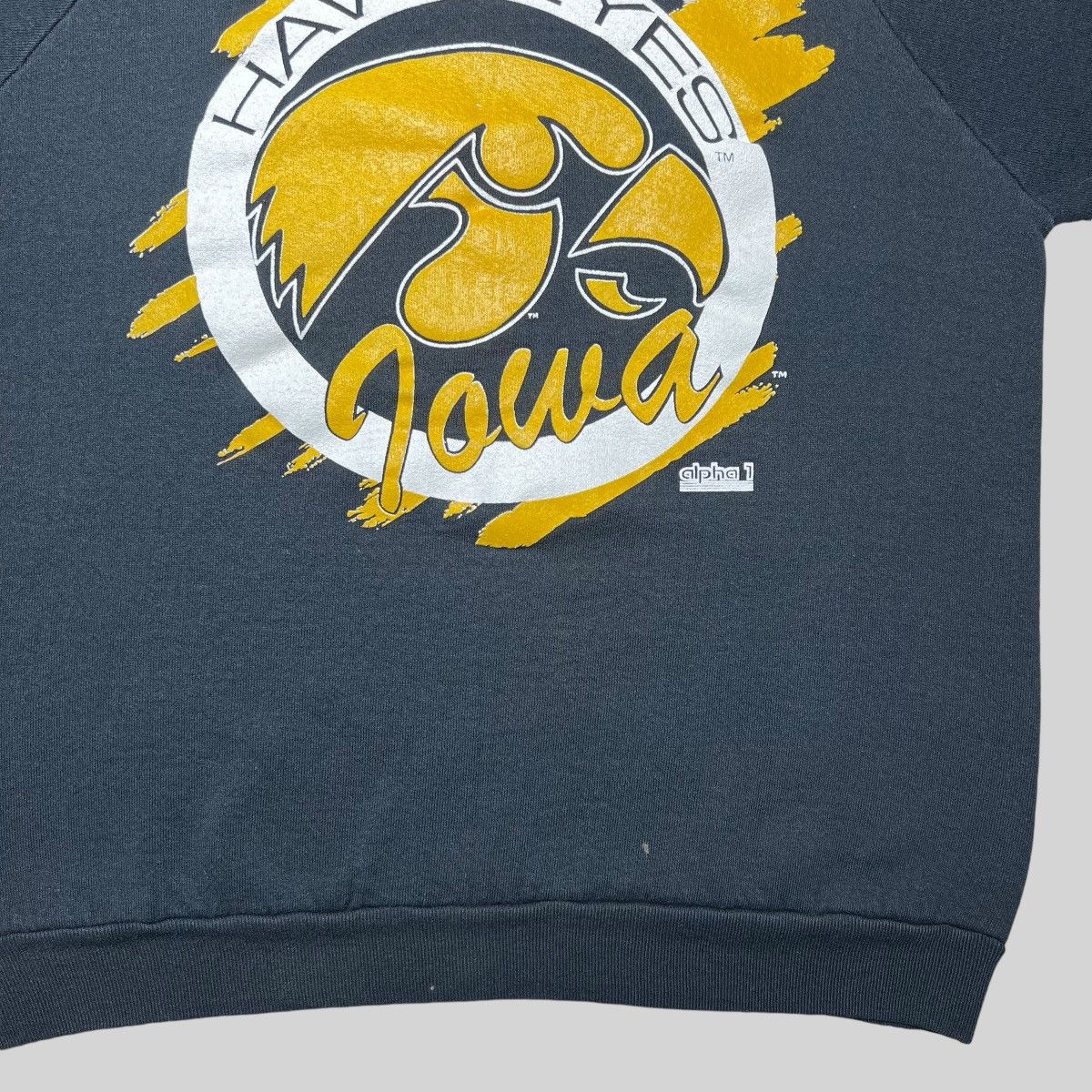 NCAA × Vintage Vtg 90s NCAA Iowa Hawkeyes 3D Spell Out Alpha 1 Sweatshirt Size US L / EU 52-54 / 3 - 7 Thumbnail
