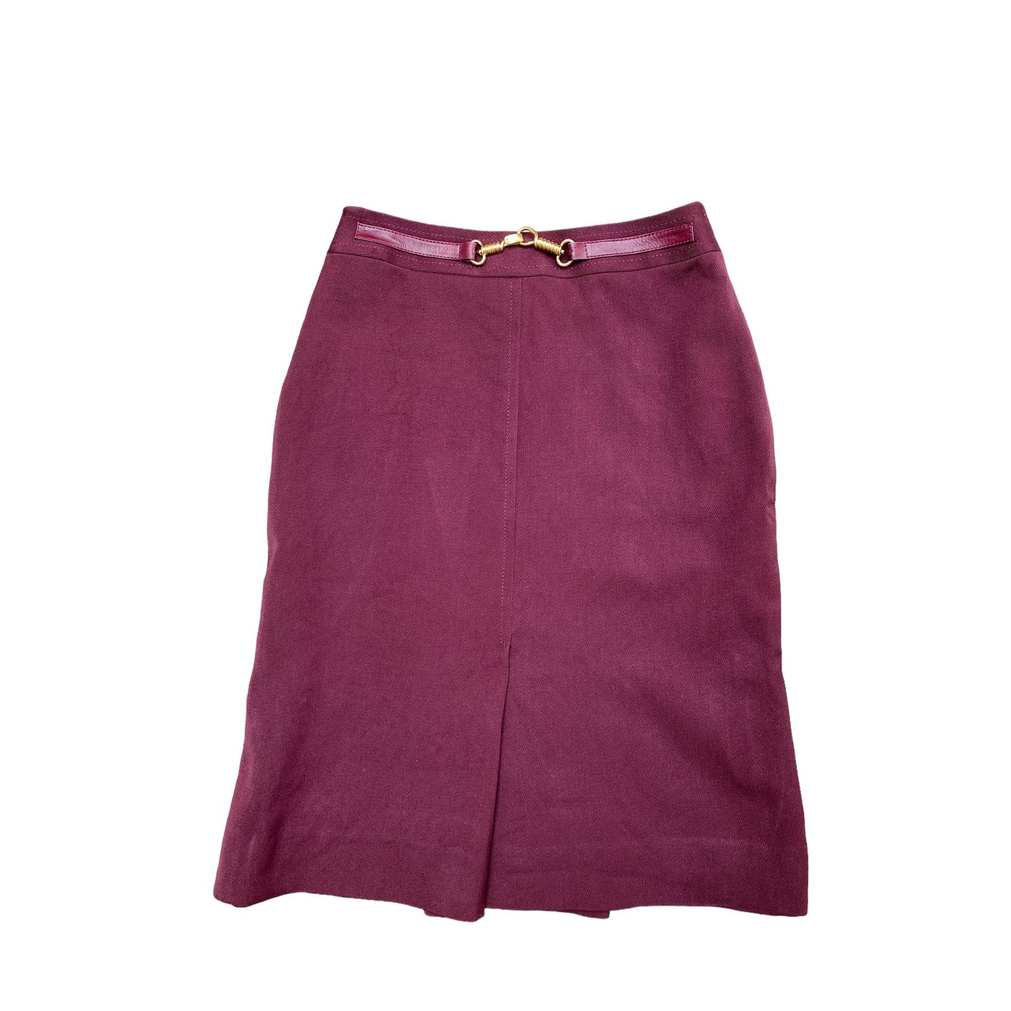 image of Celine Burgundy Wool Skirt, Women's (Size 26)