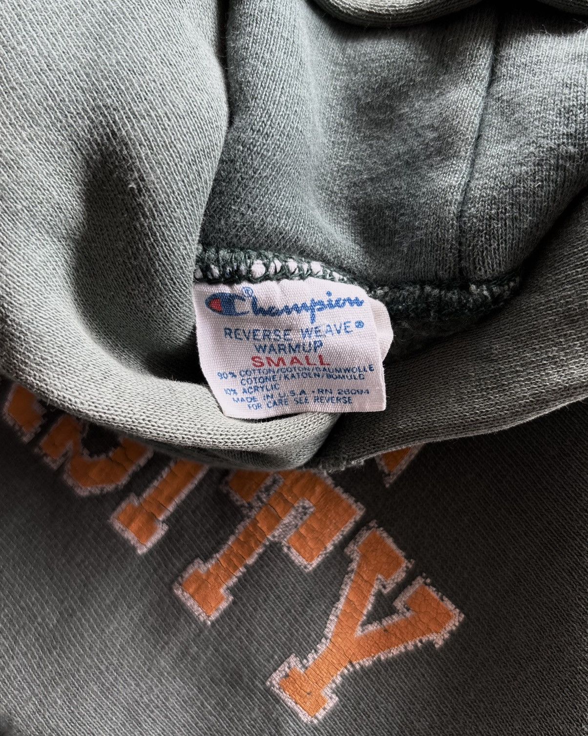 Champion 70s Champions Reverse Weave Distressed Faded Green Hoodie Size US S / EU 44-46 / 1 - 4 Thumbnail