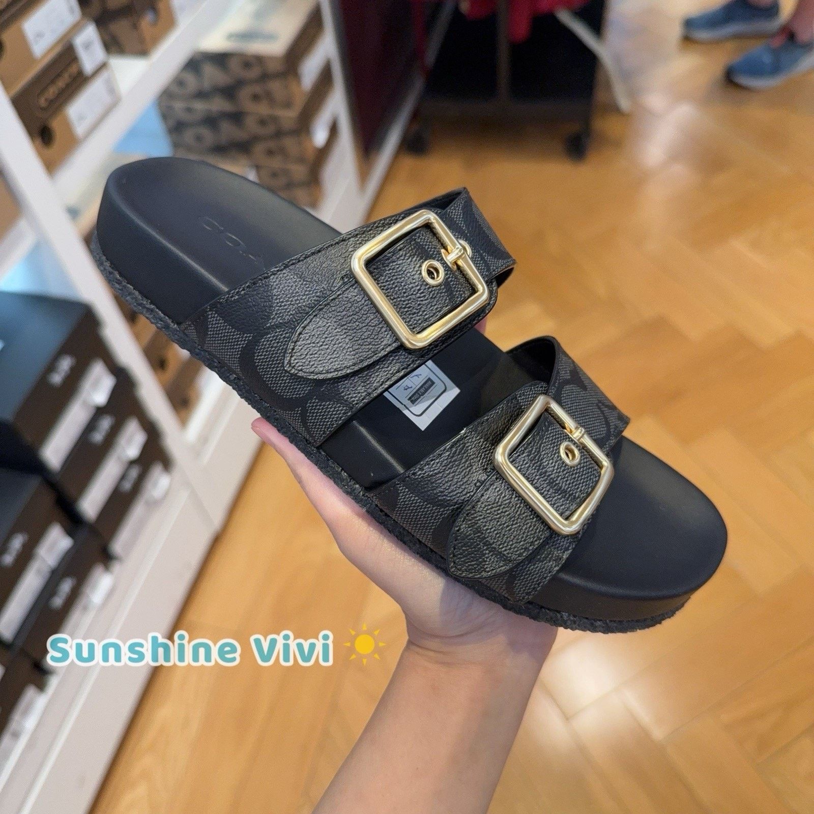 Coach NEW COACH Allanah Slide Sandal Women's Black CK412 us5 Size US 5 / IT 35 - 1 Thumbnail
