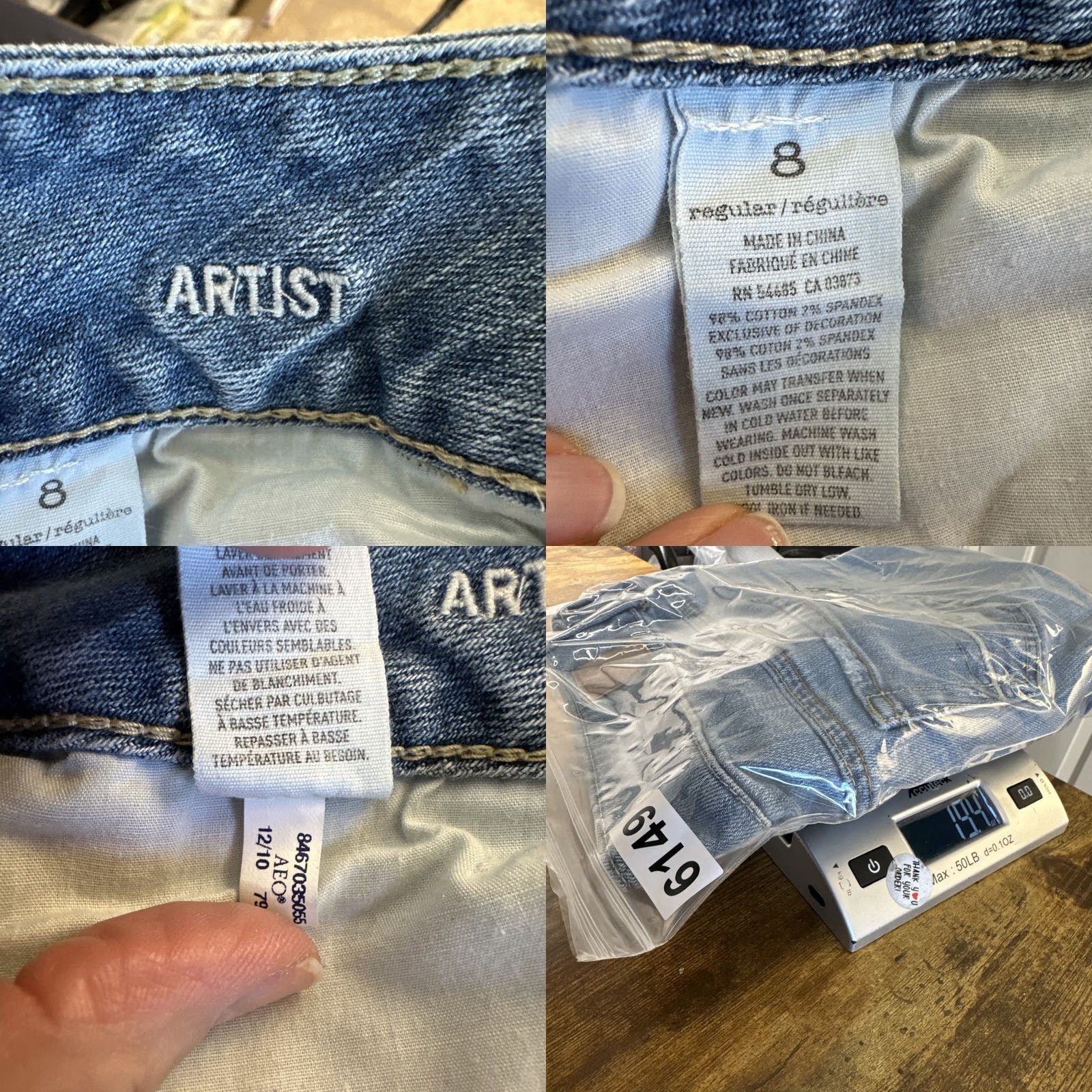 Vintage VINTAGE American Eagle ARTIST Jeans Womens 8 Low Rise Flare Light Wash Stretch 2010 Size 24" / US 00 / IT 34 - 8 Thumbnail