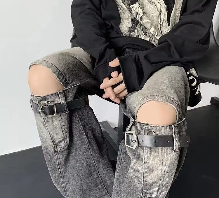 Japanese Brand Denim with Strap Buckle Details – Streetwear Utility Jeans Size US 29 - 5 Thumbnail