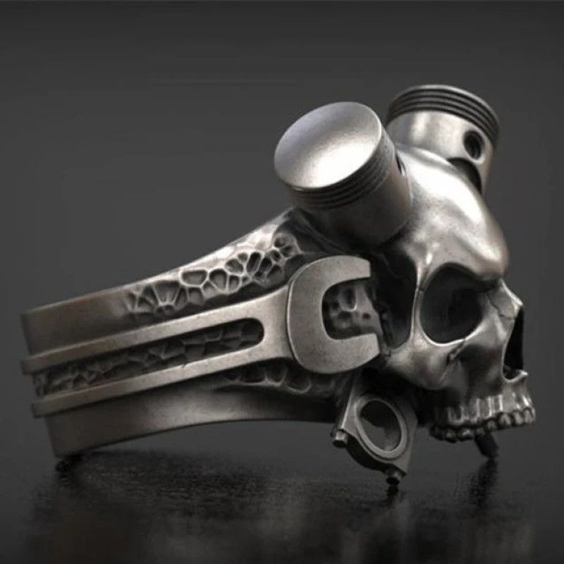 Vintage Trend Steam Skull Ring Men's Hip Hop Rock Party Jewelry Size ONE SIZE - 4 Thumbnail