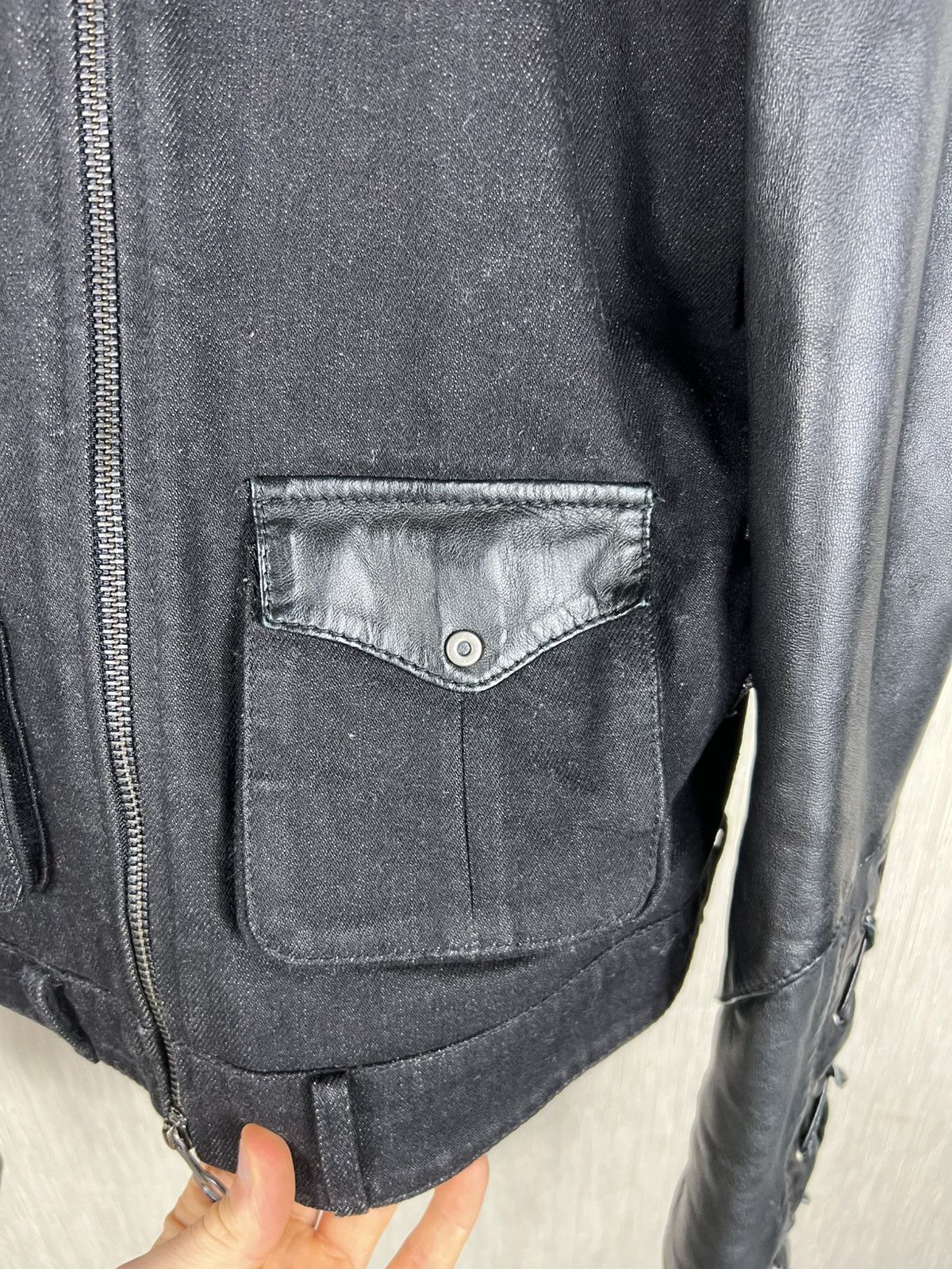 Diesel Black Gold Archive Diesel black gold denim leather jacket ties sleeves Size S / US 4 / IT 40 - 9 Thumbnail
