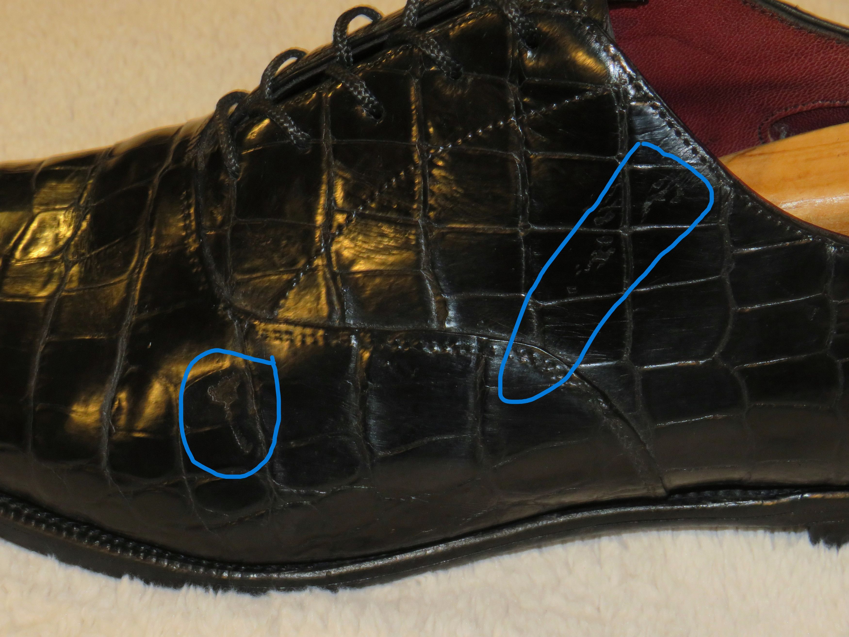 Edward Green × Ralph Lauren Purple Label Black Crocodile Leather Derby 9.5/10 Size US 10 / EU 43 - 4 Thumbnail