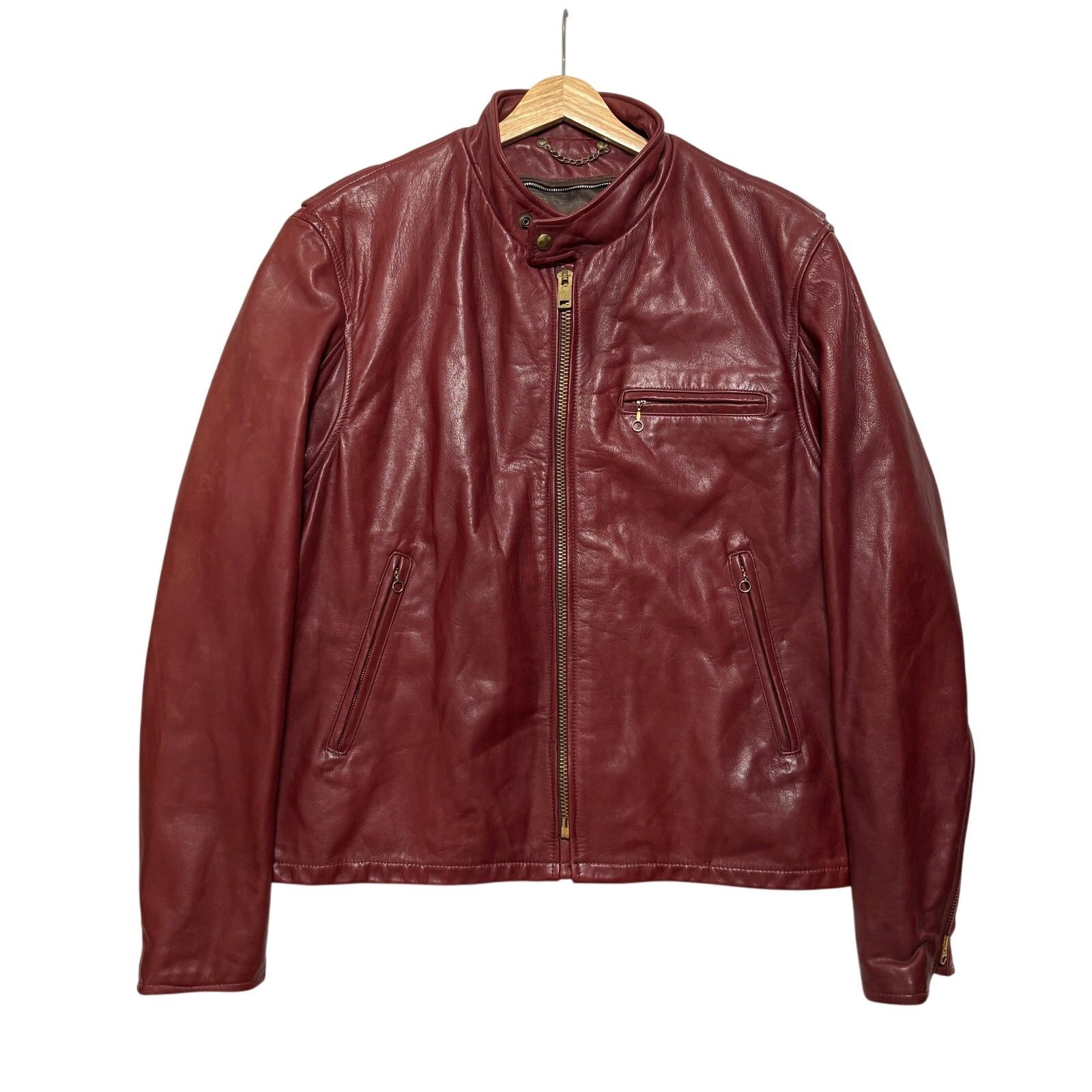 Other VTG 60s 70s Red Leather Cafe Racer Moto Jacket L Size US L / EU 52-54 / 3 - 1 Thumbnail