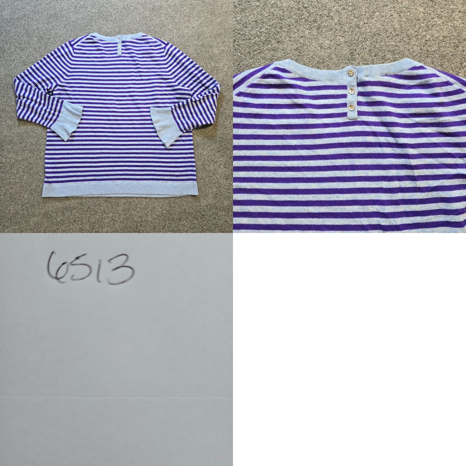 Talbots Talbots Sweater Womens 2X Purple Blue Striped Wool Blend Flare Sleeve Casual Size XXL / US 16-18 / IT 52-54 - 8 Thumbnail
