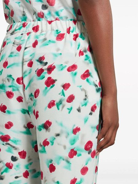 Marni oc11z0525 Floral Cropped Trousers in White Size 30" / US 8 / IT 44 - 5 Thumbnail
