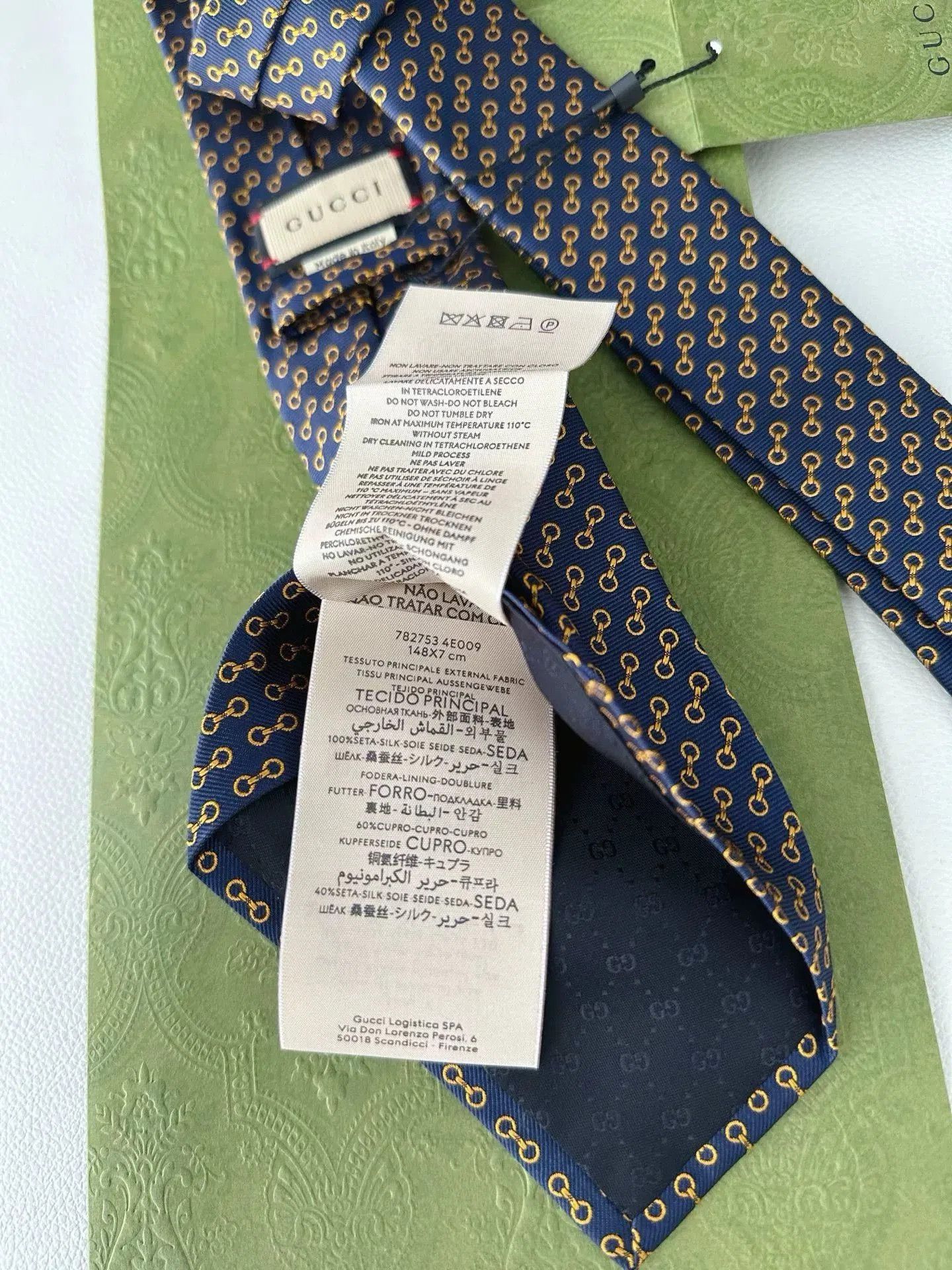 Gucci Gucci Gold Horsebit Silk Tie. Size ONE SIZE - 6 Thumbnail