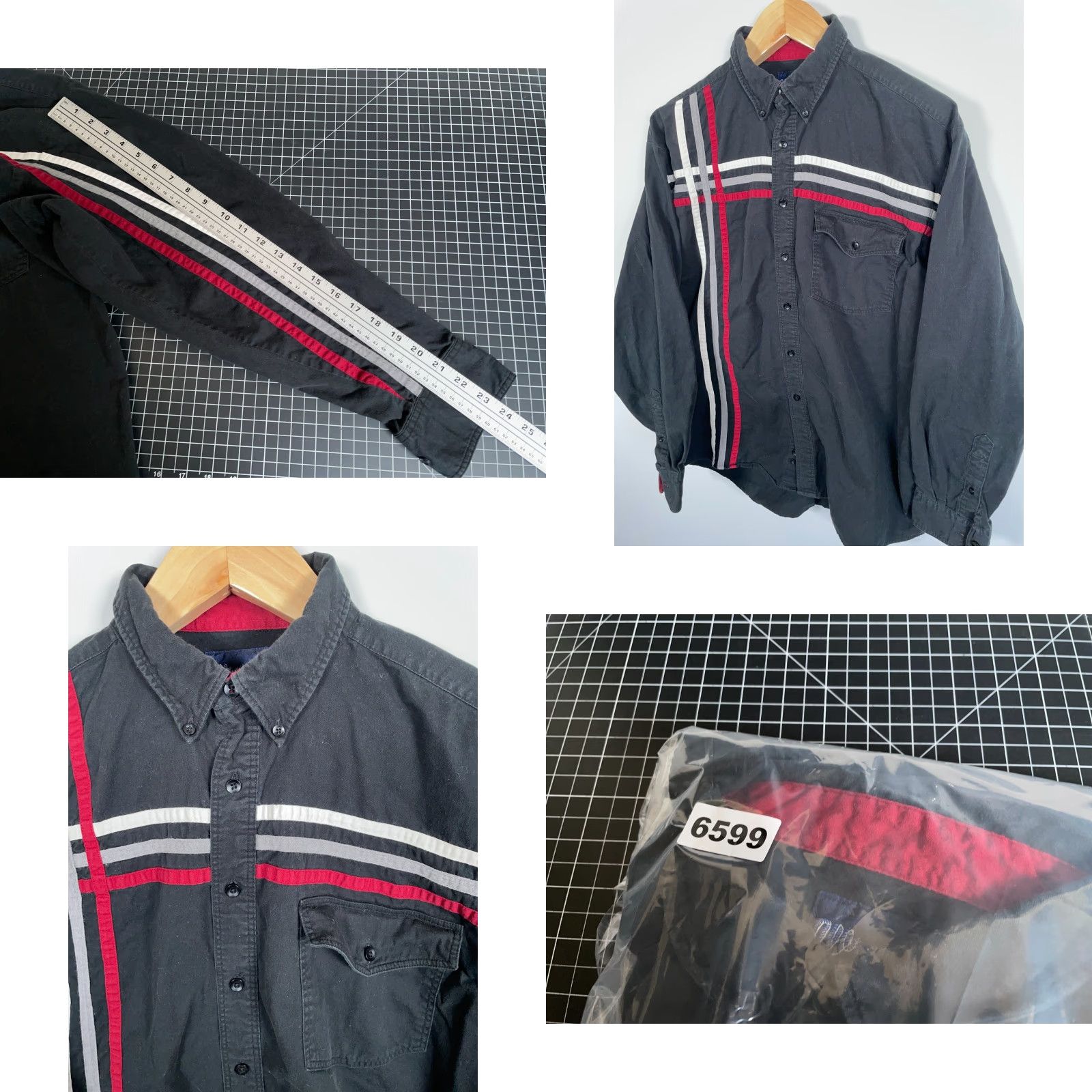 Wrangler VINTAGE Wrangler Western Shirt Men XL Black Red Gray Striped Cotton Button-Down Cowboys 90s Western Theme Mens XL Size US XL / EU 56 / 4 - 8 Thumbnail