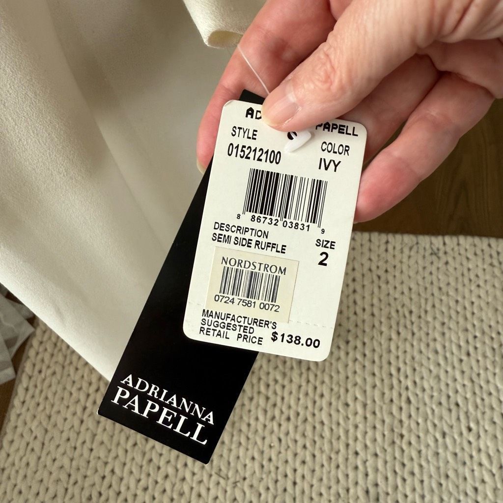 Other NWT Adriana Papell Ivory Semi Ruffle Sheath Dress $138 2 Size XS / US 0-2 / IT 36-38 - 4 Thumbnail