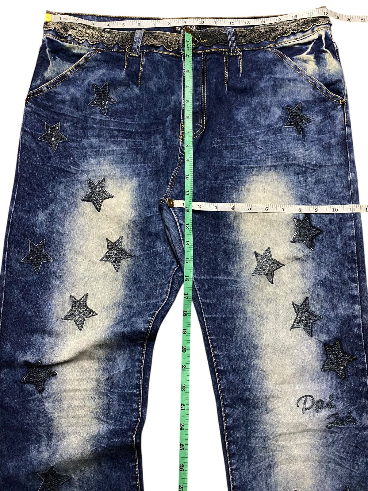Japanese Brand Y2K Star Patch Harajuku Streetwear Style Bold bleached wash Size US 36 / EU 52 - 17 Thumbnail