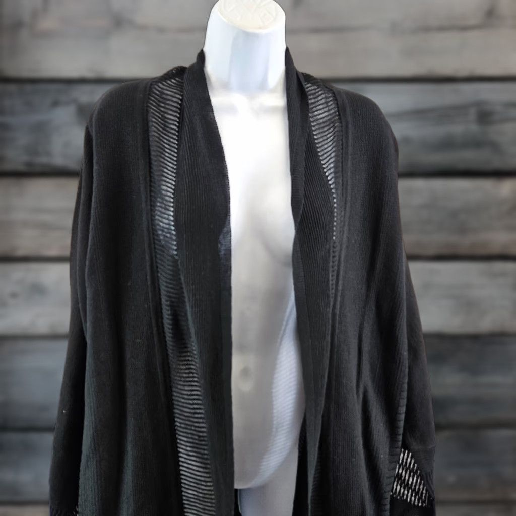 Vintage Foxcroft Cardigan Women's XL Black Open Front Long Sleeve Cotton Blend Sweater Size XL / US 12-14 / IT 48-50 - 1 Thumbnail