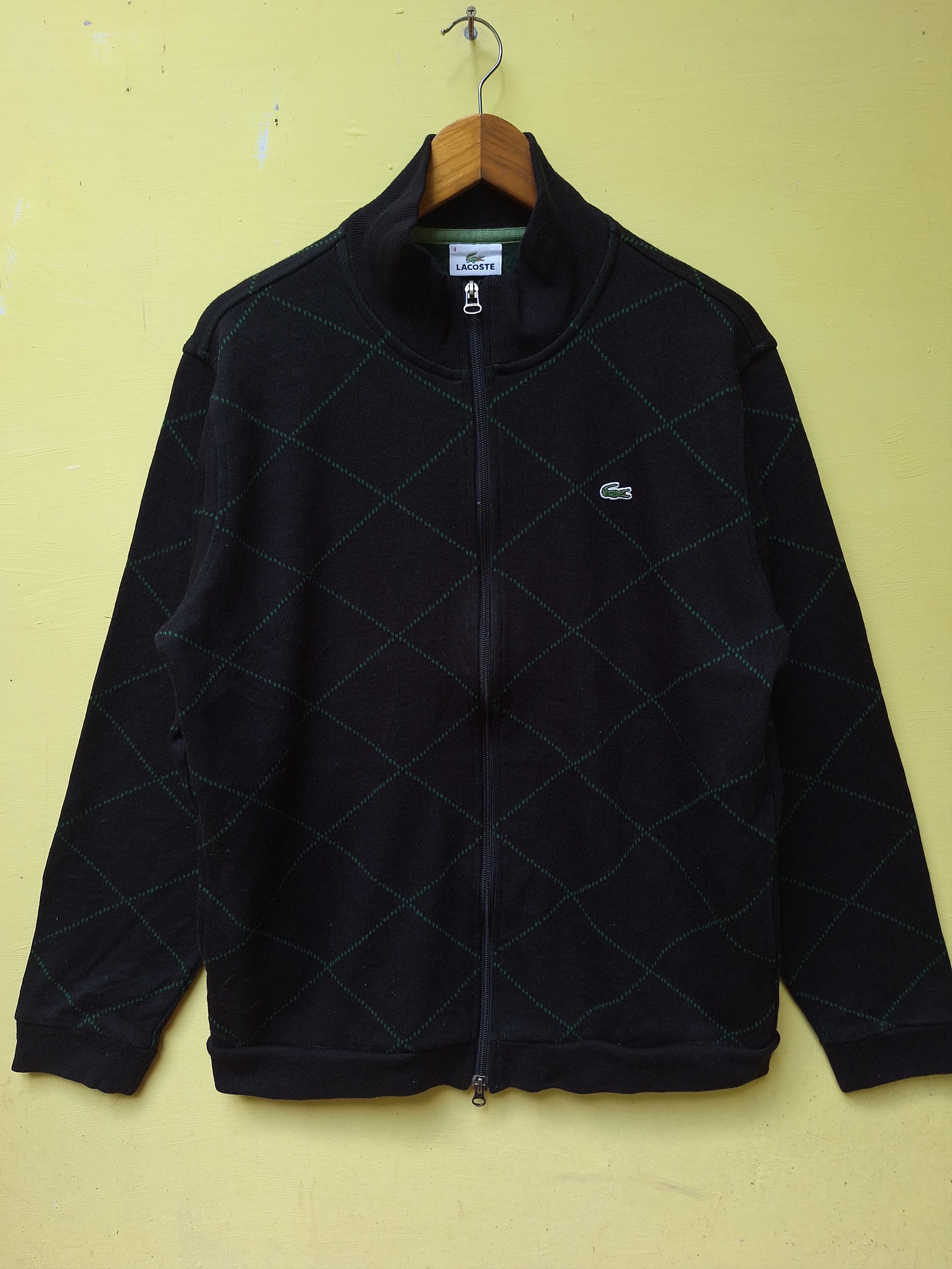 Lacoste × Vintage Lacoste Zipper Sweatshirt Checkered Black Size US L / EU 52-54 / 3 - 2 Thumbnail
