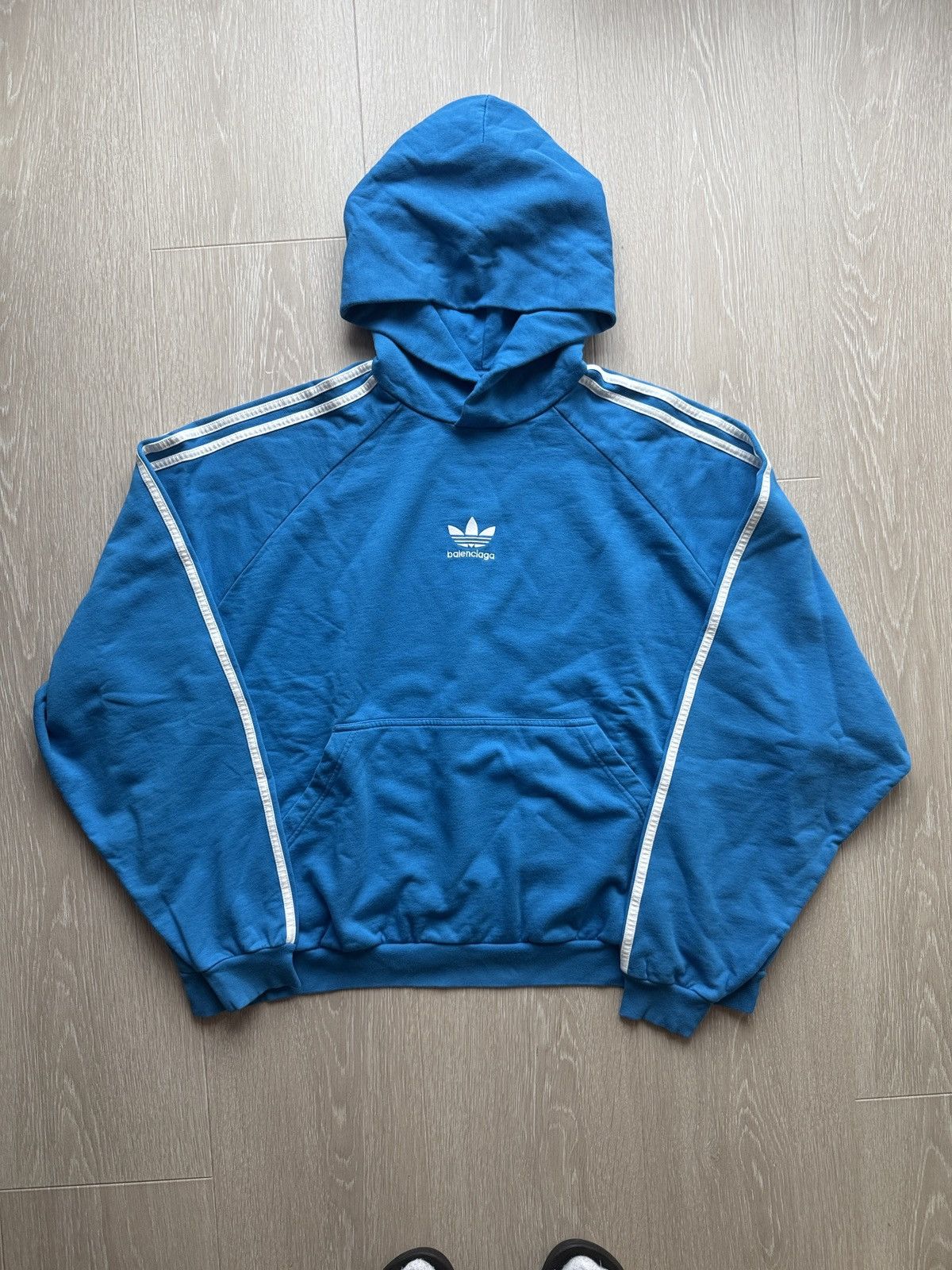 Adidas × Balenciaga Balenciaga x Adidas Blue Logo Hoodie | Grailed