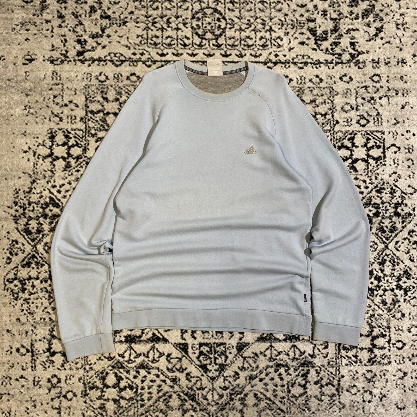 Adidas × Vintage Adidas Baby Blue Cotton Crewneck Size L 90s Faded Washed Size US L / EU 52-54 / 3 - 1 Thumbnail