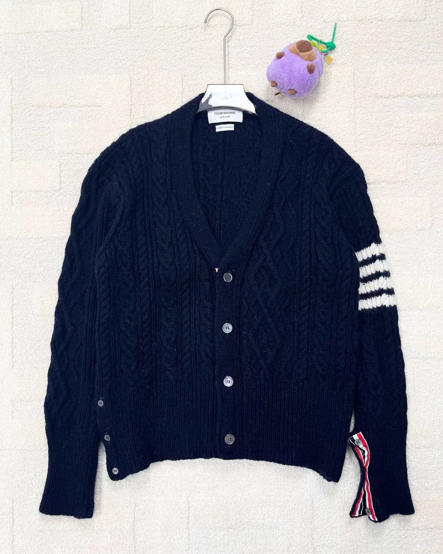 Thom Browne Blue Knit Cardigan Sweater