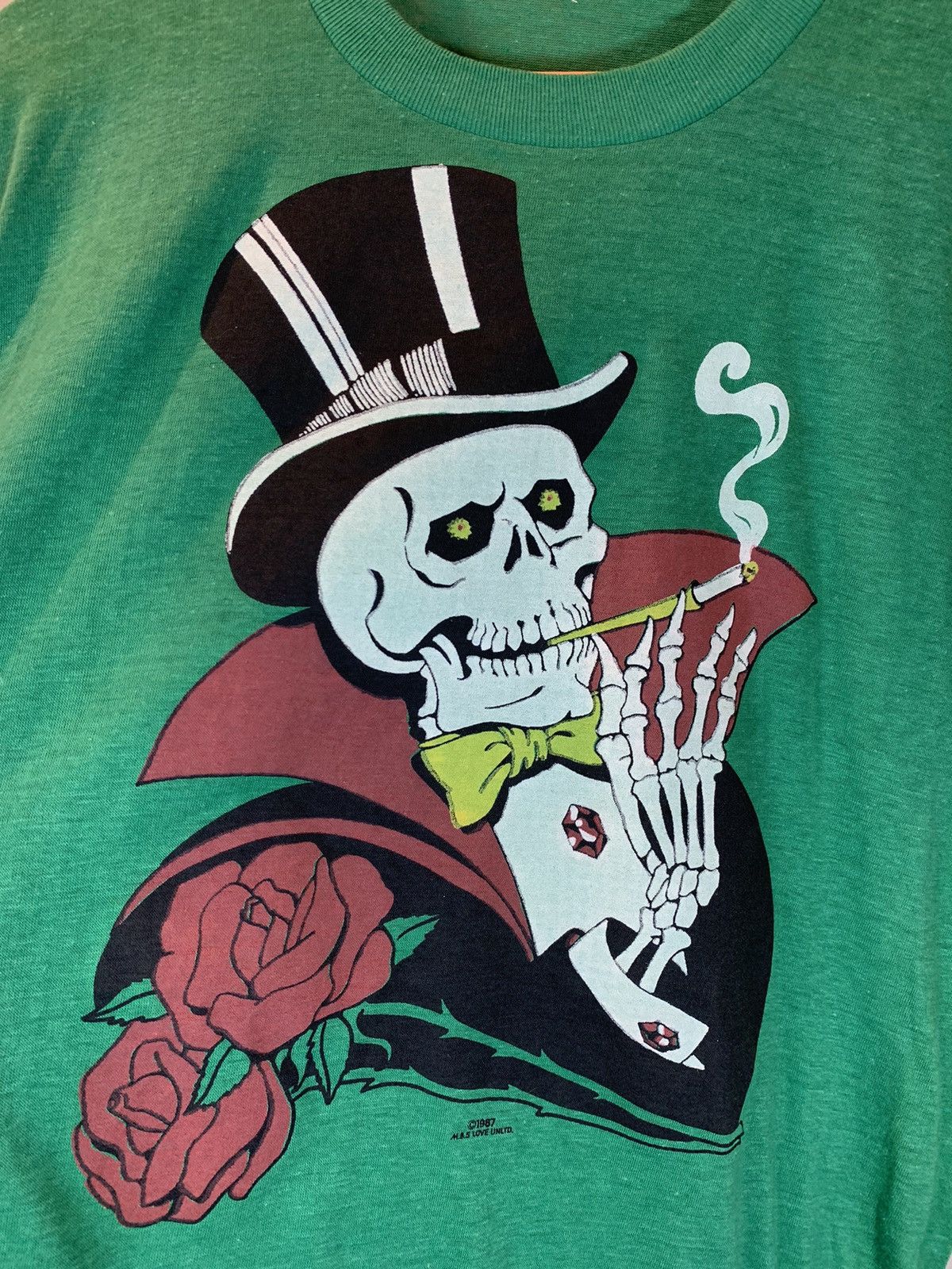 Vintage *RARE* Vintage 80’s Gentleman Death Skeleton Smoking T-Shirt Size US L / EU 52-54 / 3 - 2 Thumbnail