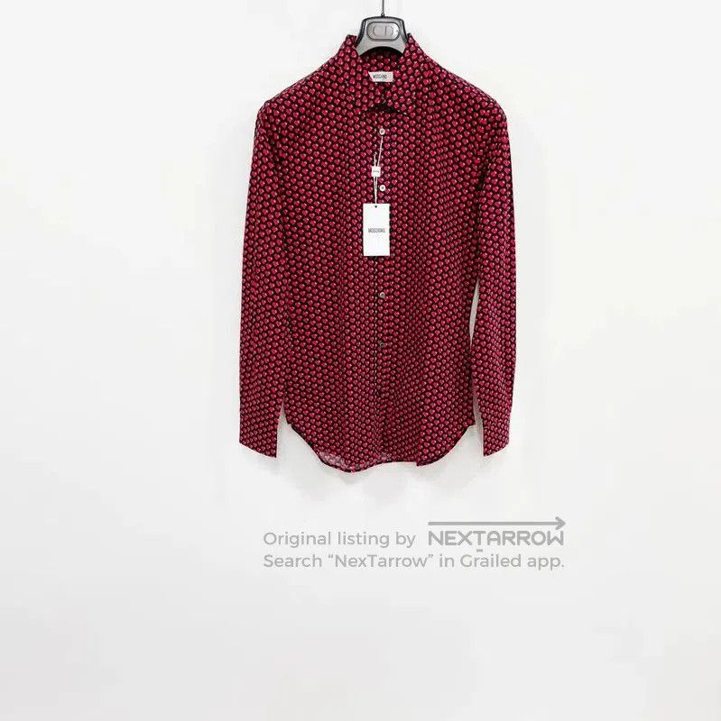 Moschino Moschino Red Cotton Long Sleeve Shirt . Size US L / EU 52-54 / 3 - 1 Thumbnail