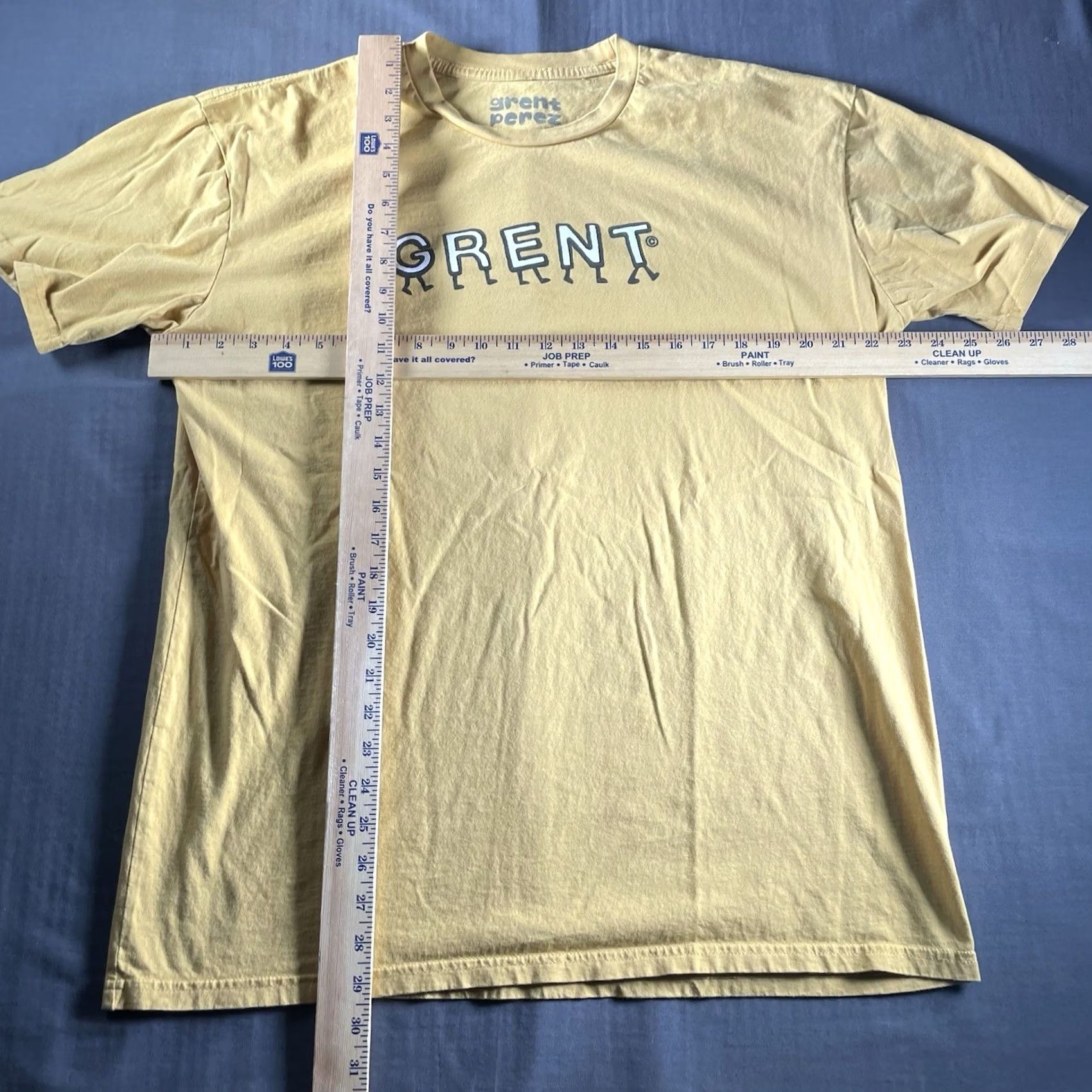 XLIM Grent Perez Shirt Men’s XL Yellow Cotton Crew Neck Short Sleeve Logo Rock Indie 90s Grent Perez Mens Size US XL / EU 56 / 4 - 4 Thumbnail