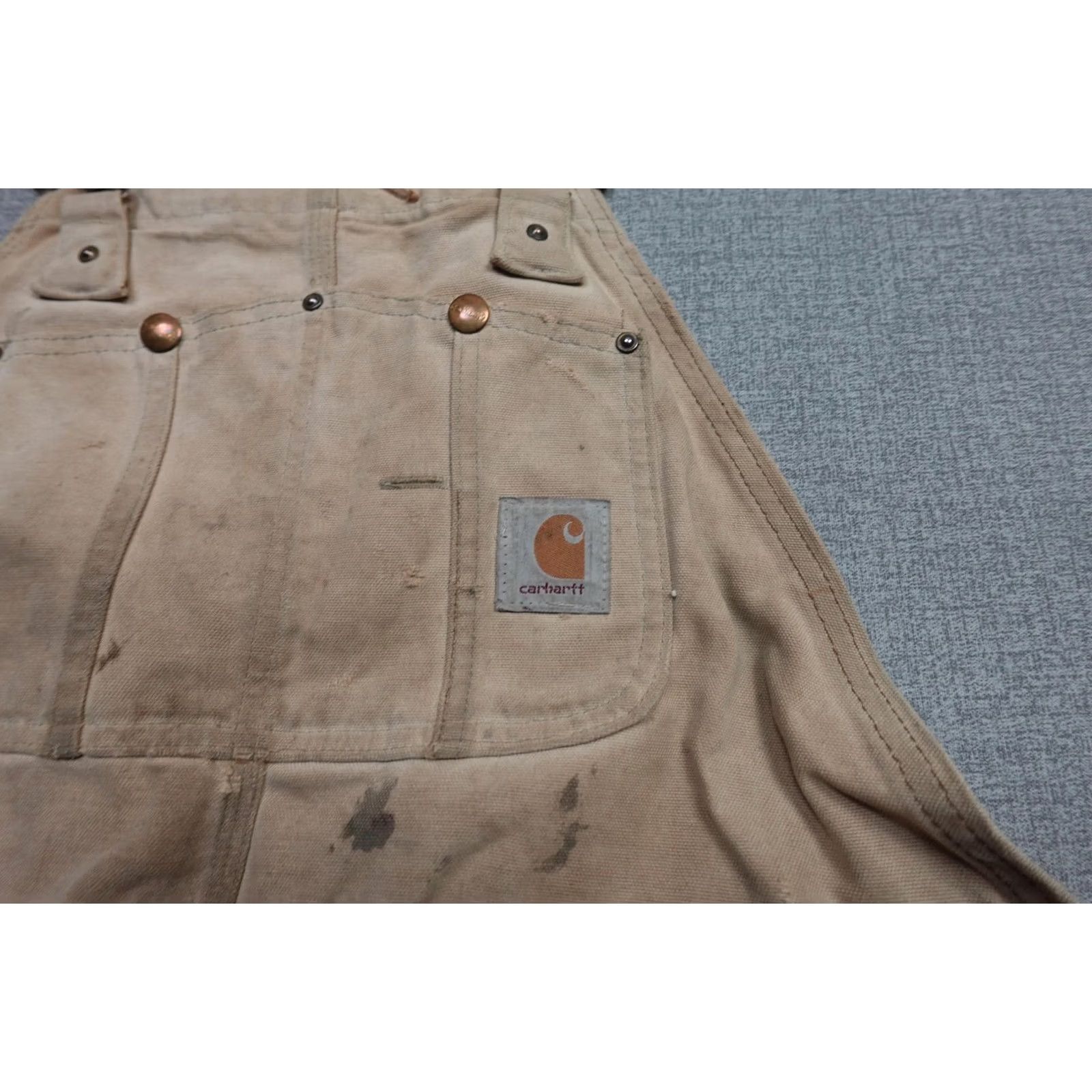 Carhartt VINTAGE Carhartt Bib Overalls Mens 42x29 Tan Duck Canvas Quilt Lined Workwear Insulated Size US 42 / EU 58 - 2 Thumbnail
