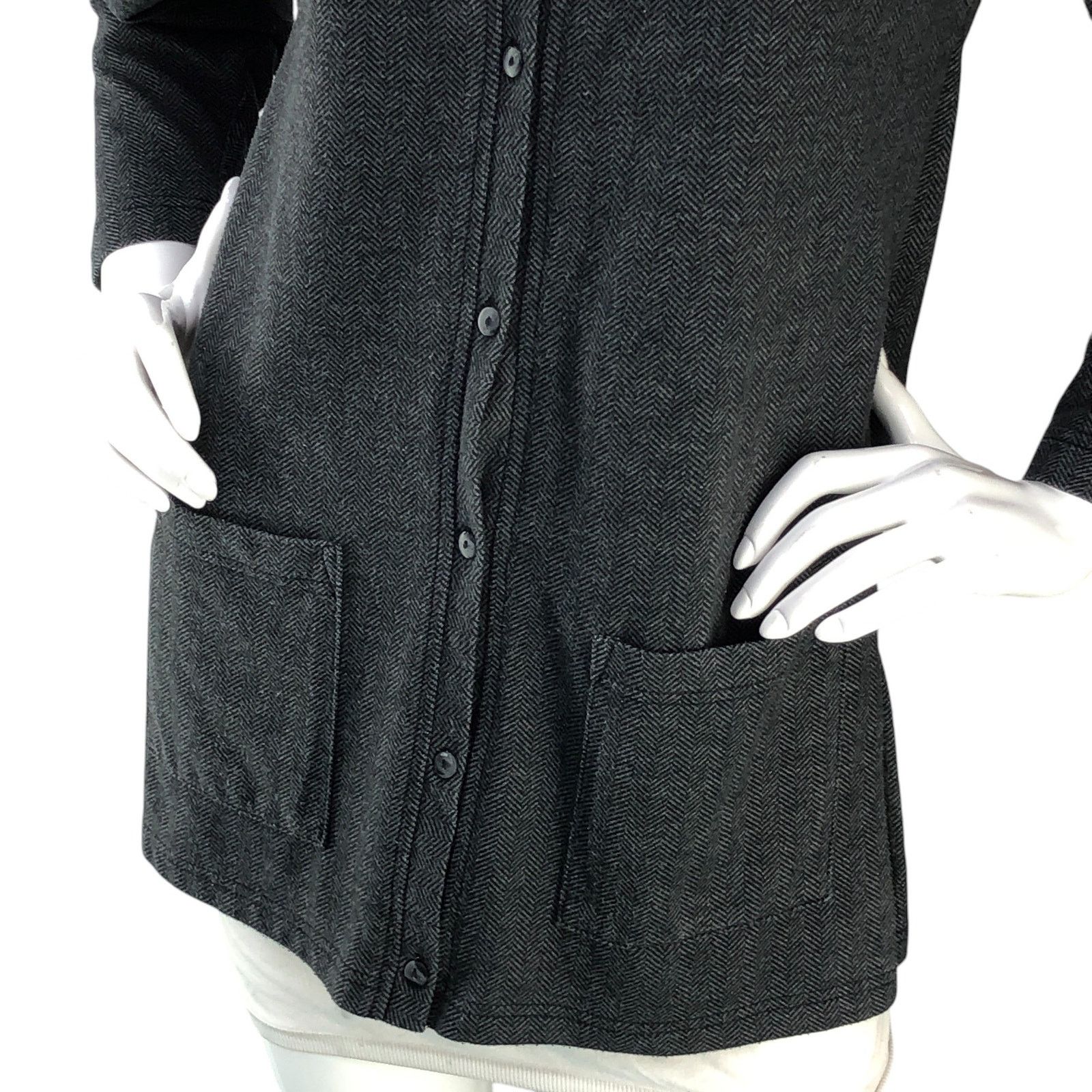 Express Express Tricot Size XS Cardigan Sweater Herringbone Gray VTG Size XS / US 0-2 / IT 36-38 - 3 Thumbnail