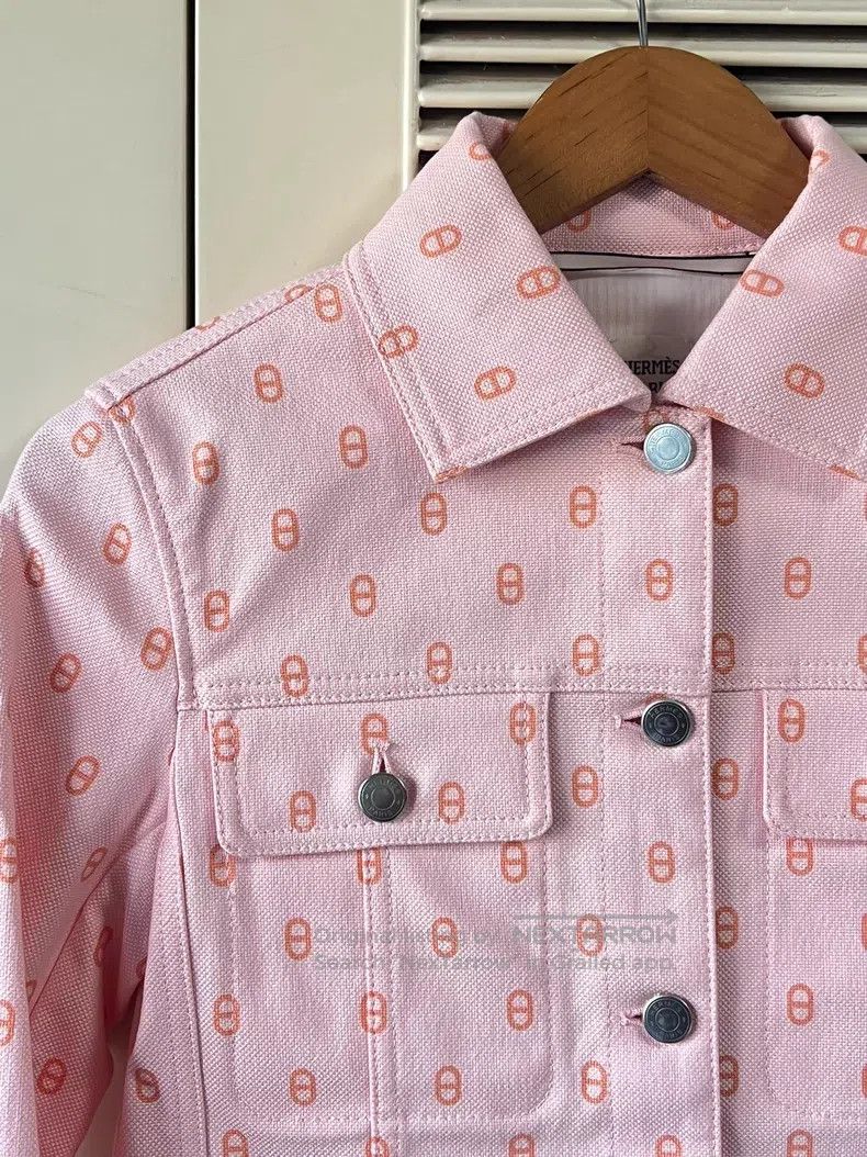 Hermes Hermes Pink Pig Nose Denim Jacket Size XXS / US 00 / IT 34 - 5 Thumbnail