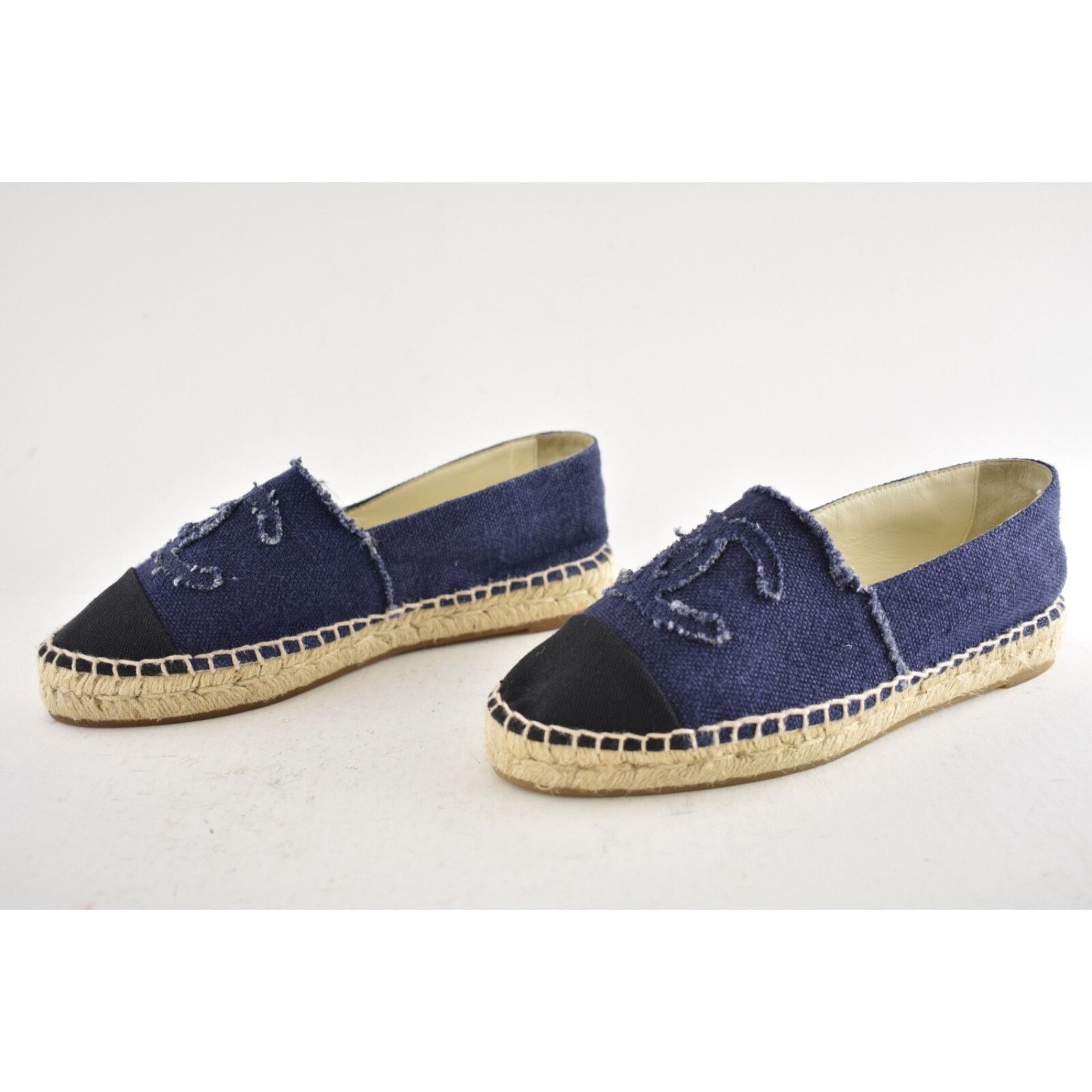 Chanel Chanel REV Blue Black Linen Canvas CC Logo Double Sole Size US 7 / IT 37 - 12 Thumbnail