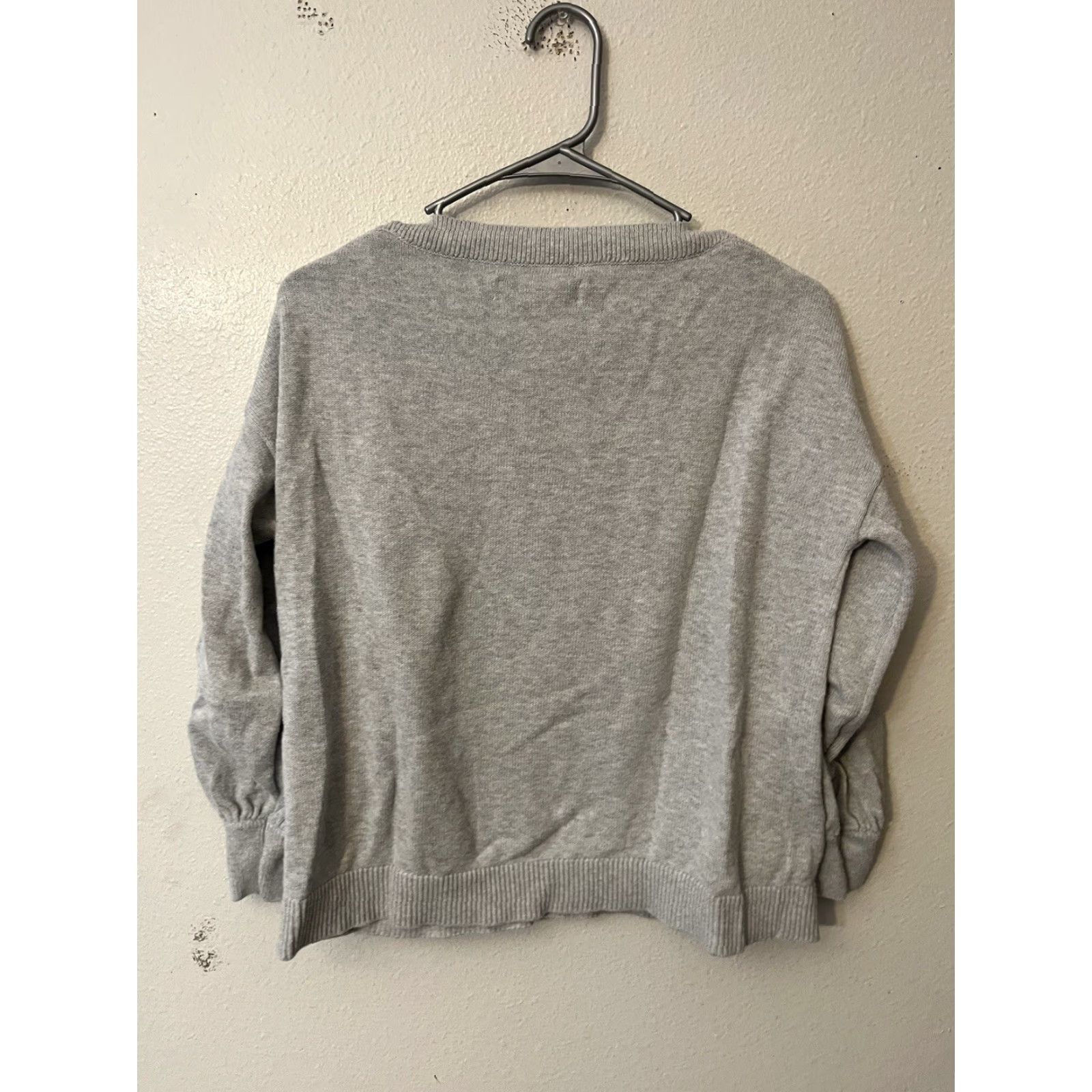 Ann Taylor ANN TAYLOR Loft LP Gray BOW BOAT NECK PULLOVER 3/4 SWEATER French "Con Amore" Size L / US 10 / IT 46 - 3 Thumbnail