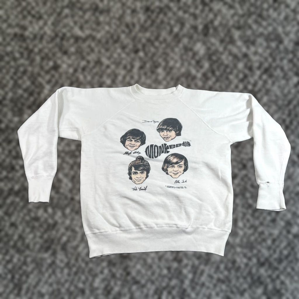 Vintage VINTAGE The Monkees Sweatshirt Rock & Roll 1960s Distressed White Unisex S/M Game & Pop Art 60s Mens Womens Size US S / EU 44-46 / 1 - 1 Thumbnail