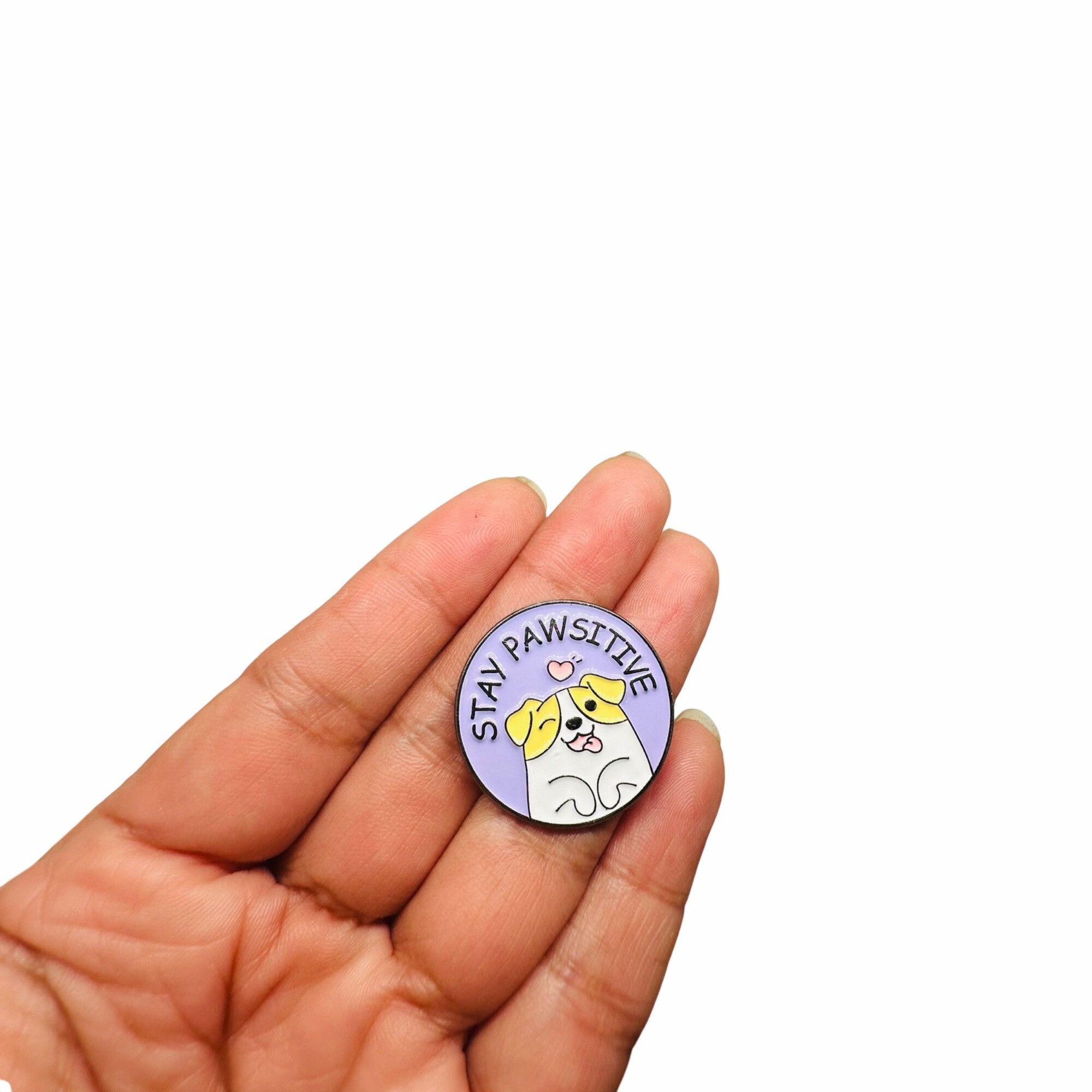 Other STAY PAWSITIVE Cute Dog Edition Animal Round Badge Cartoon L Size ONE SIZE - 2 Thumbnail