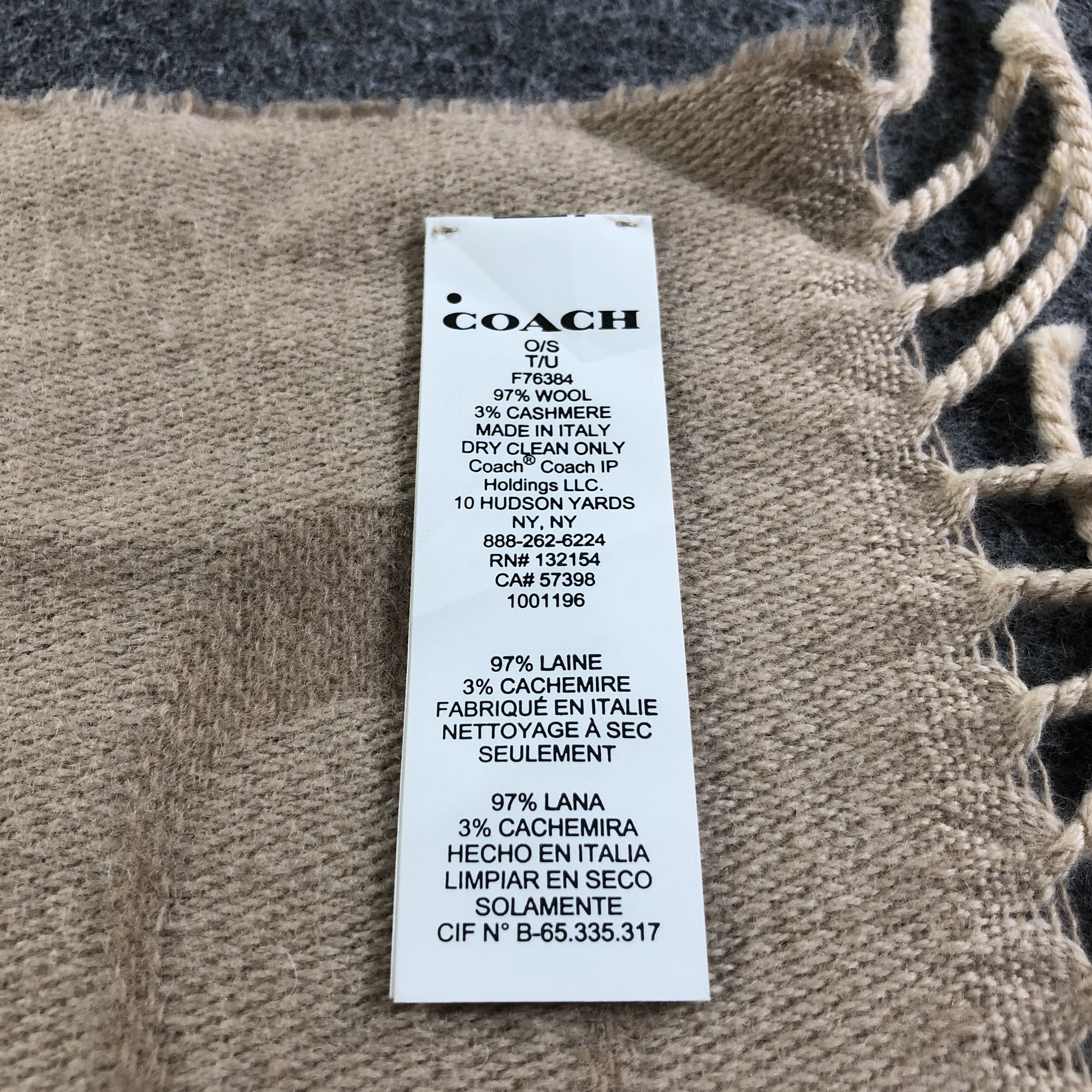 Coach Coach Monogram Wool Cashmere Scarf Muffler V1734 Size ONE SIZE - 3 Thumbnail