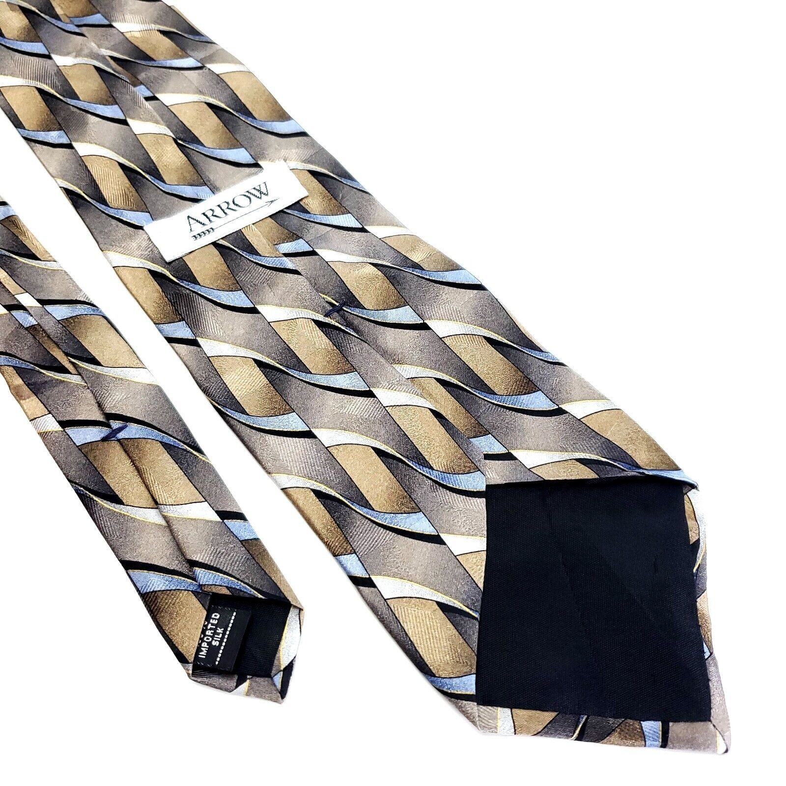 Arrow Arrow Silk Tie Beige Print Abstract Short Size ONE SIZE - 5 Thumbnail