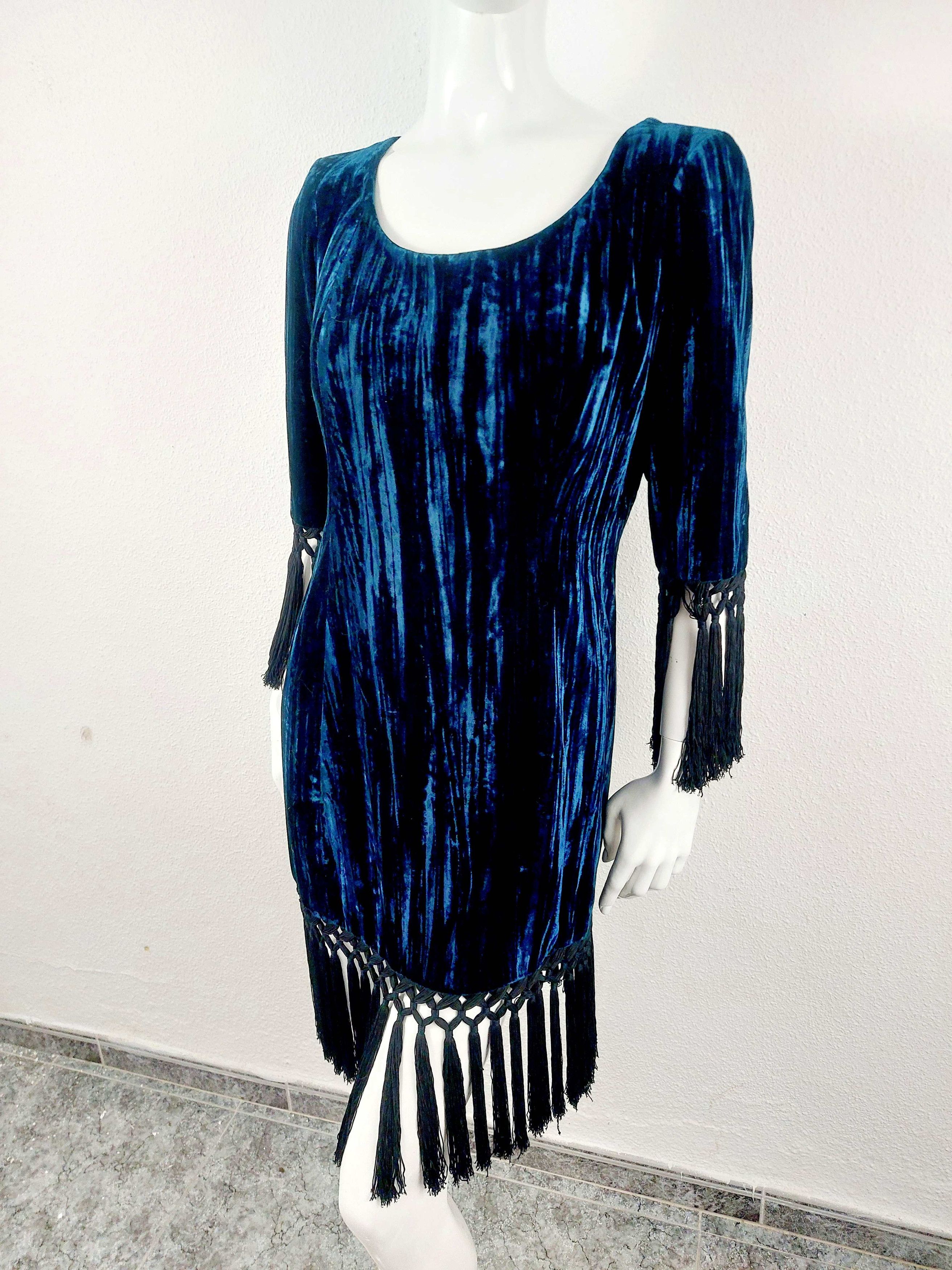 Yves Saint Laurent 1998 Runway Yves Saint Laurent Rive Gauche Finge Dress Size M / US 6-8 / IT 42-44 - 9 Thumbnail