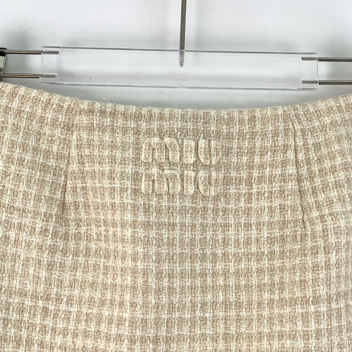 Miu Miu Miu Miu 23 Style Beige Check Wool Tweed Mini Skirt K26WX Size 25" / US 0 / IT 36 - 5 Thumbnail