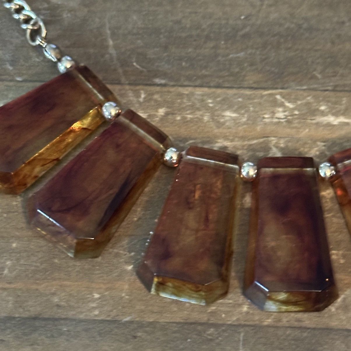 Other Marbled rectangle tile bib necklace Size ONE SIZE - 4 Thumbnail