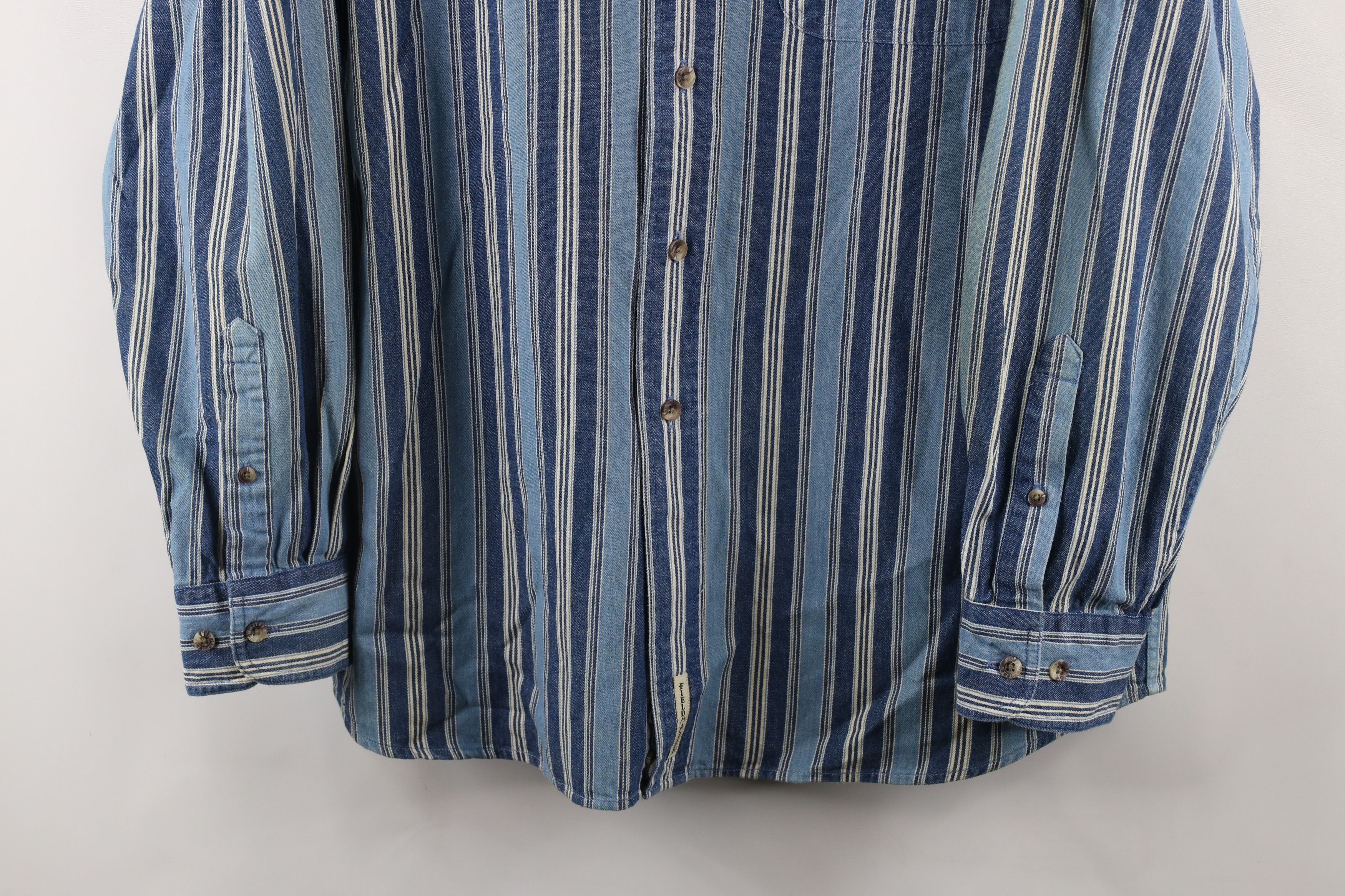 Vintage Vintage 90s Streetwear Striped Denim Jean Button Down Shirt Size US M / EU 48-50 / 2 - 3 Thumbnail