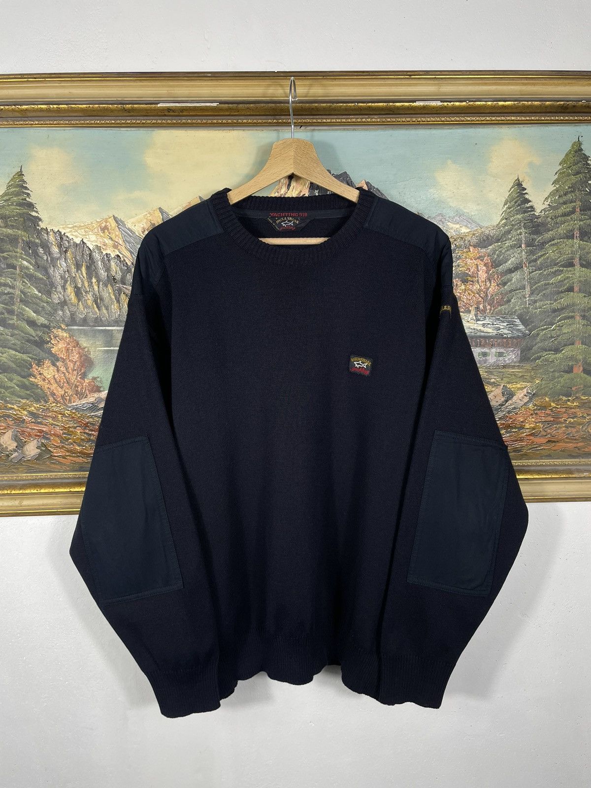 Designer × Paul & Shark × Vintage Retro 90s Navy Sweater Paul & Shark Pull Knitwear Jumper Size US L / EU 52-54 / 3 - 1 Thumbnail