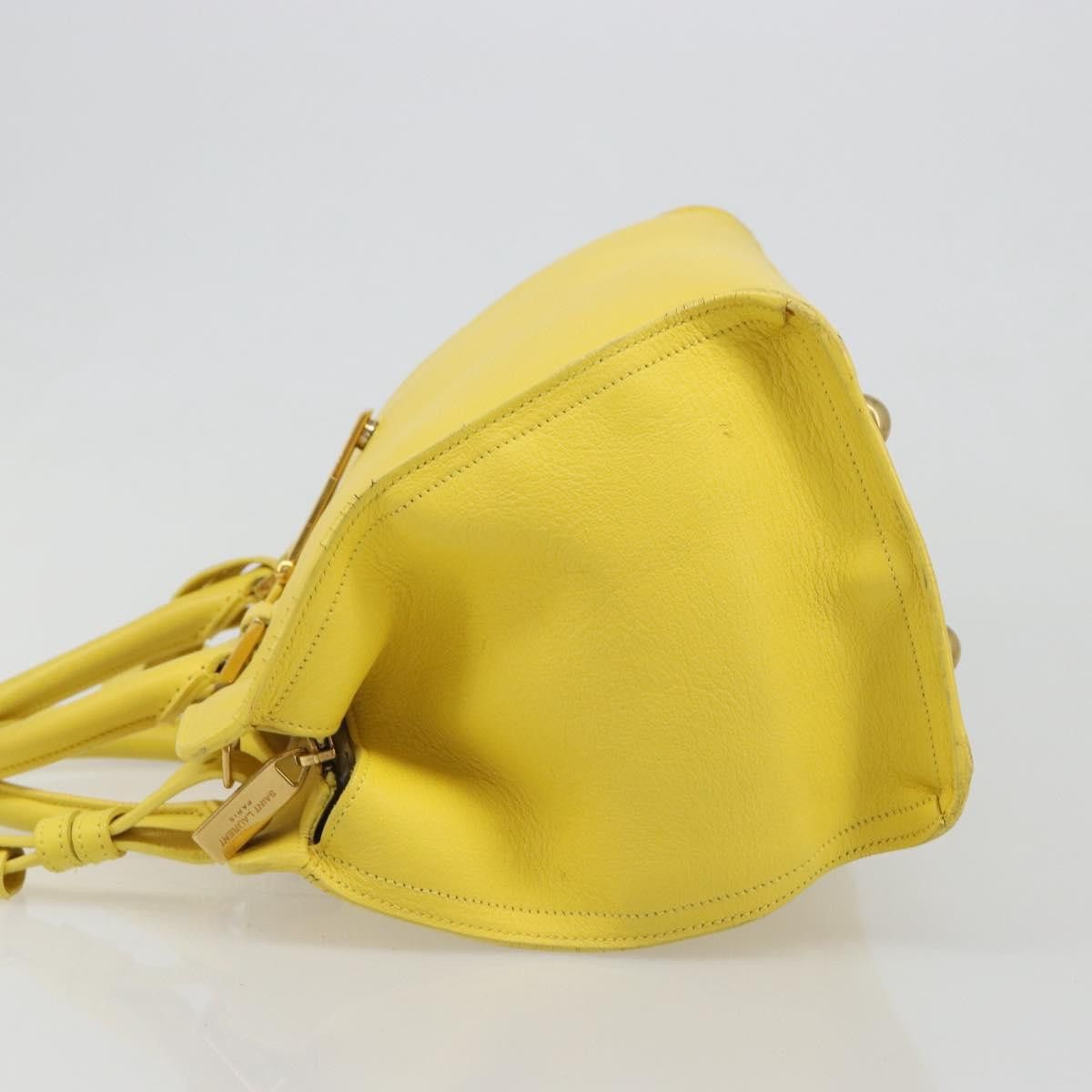 Saint Laurent Paris SAINT LAURENT Baby Cabas Hand Bag Leather 2way Yellow Gold Size ONE SIZE - 4 Thumbnail