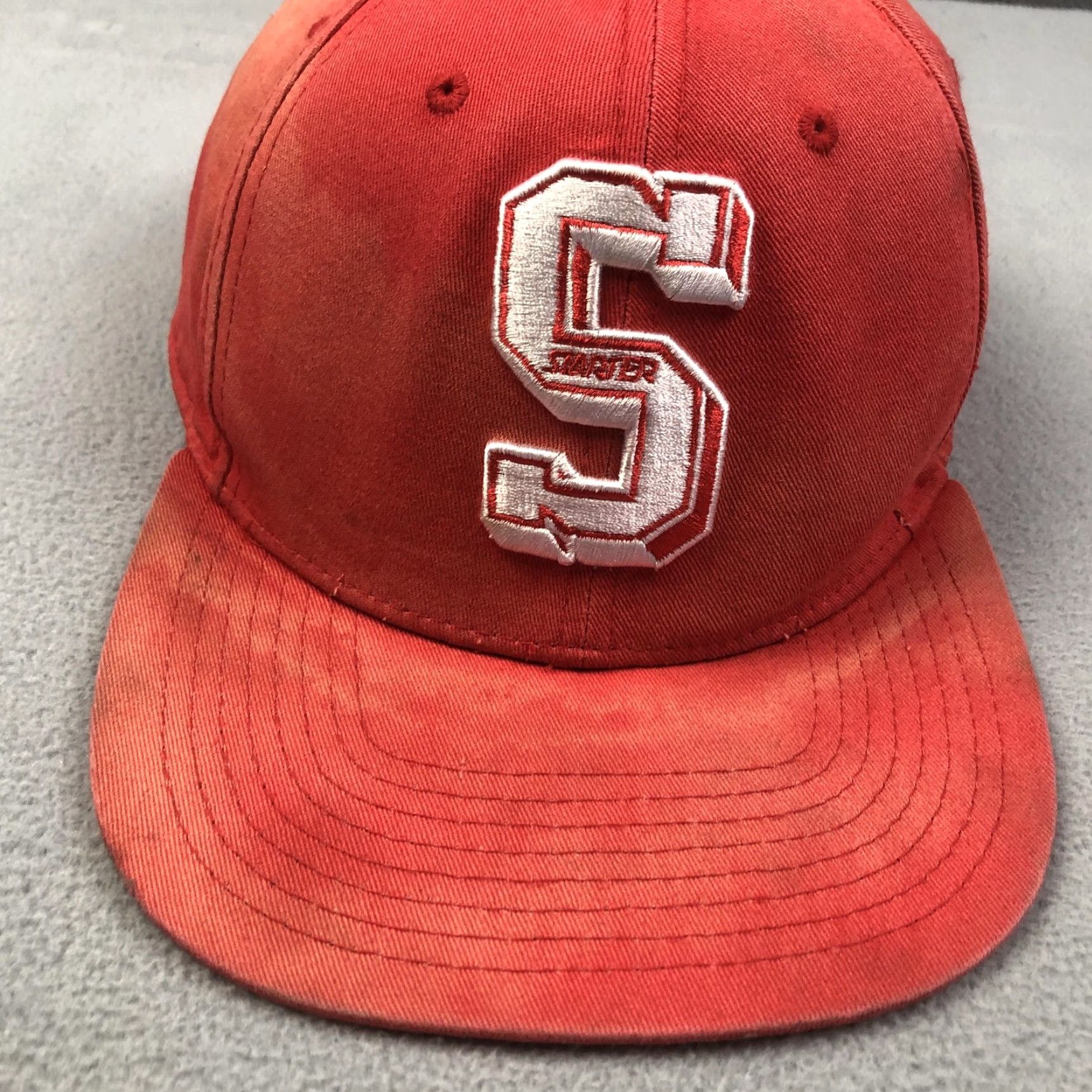 Starter VINTAGE Starter Hat Snap Back Baseball Cap One Size Red Embroidered S Logo Men's Cap Size ONE SIZE - 2 Thumbnail