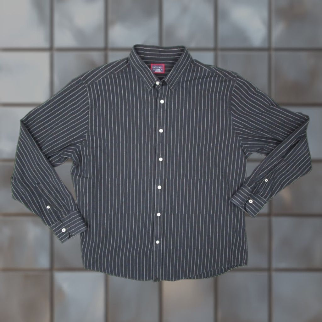 UNTUCKit UNTUCKit Mens XL Black Pinstriped Long Sleeve Button Up Cotton Shirt Size US XL / EU 56 / 4 - 1 Thumbnail
