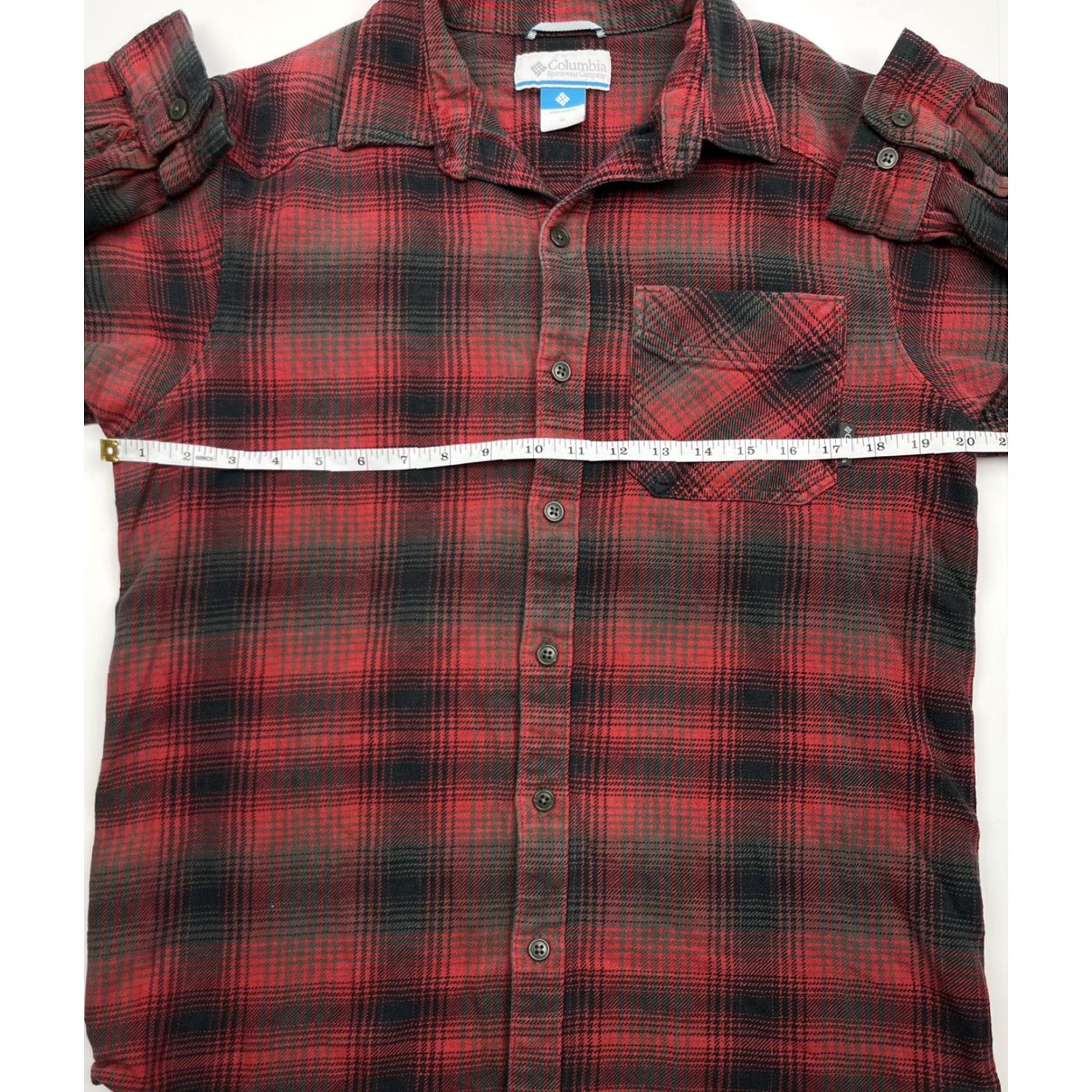 Vintage Columbia Shirt Men Button-Up Flannel Plaid Red Long Sleeve M Regular Easy Care Pockets Classic Outdoor Winter/Spring/Fall/Winter Size US M / EU 48-50 / 2 - 4 Thumbnail