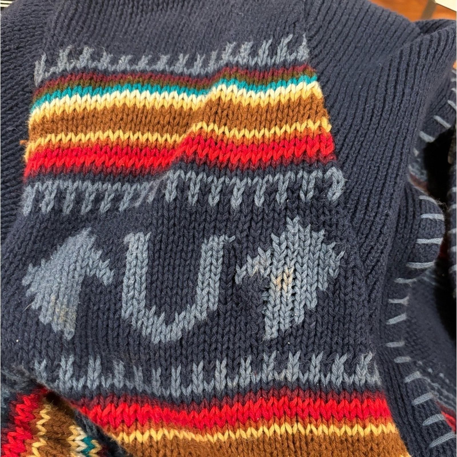 Vintage VTG CAPEZIO RAINBOW HORSE SWEATER equestrian western rodeo Size L / US 10 / IT 46 - 12 Thumbnail