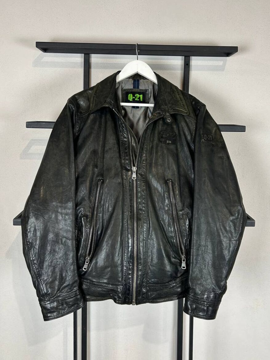 Vintage Vintage Black Leather Jacket Heavy Zipper Distressed Y2K Size US M / EU 48-50 / 2 - 3 Thumbnail