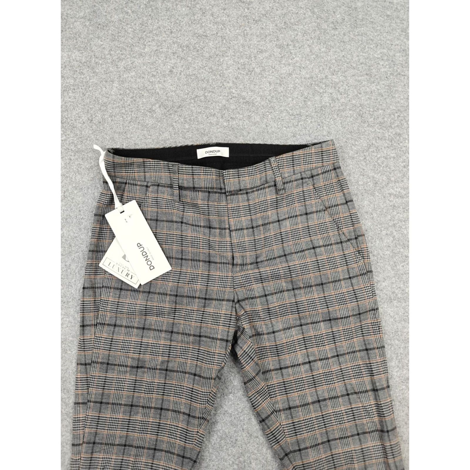 Dondup Dondup Pants Mens 29x30 Gray Gaubert Plaid Tweed Stretch Cotton Made Italy New Size US 29 - 2 Thumbnail
