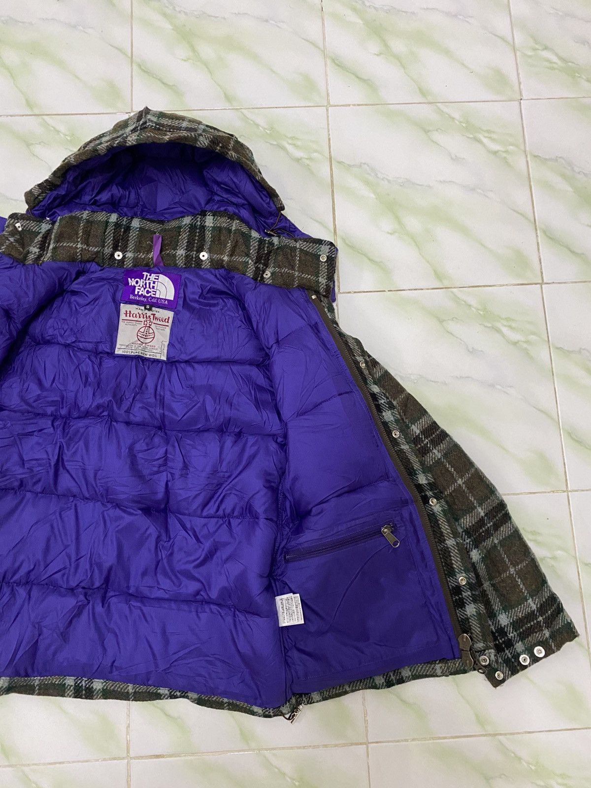 The North Face Purple Label Harris Tweed Plaid Down Jacket
