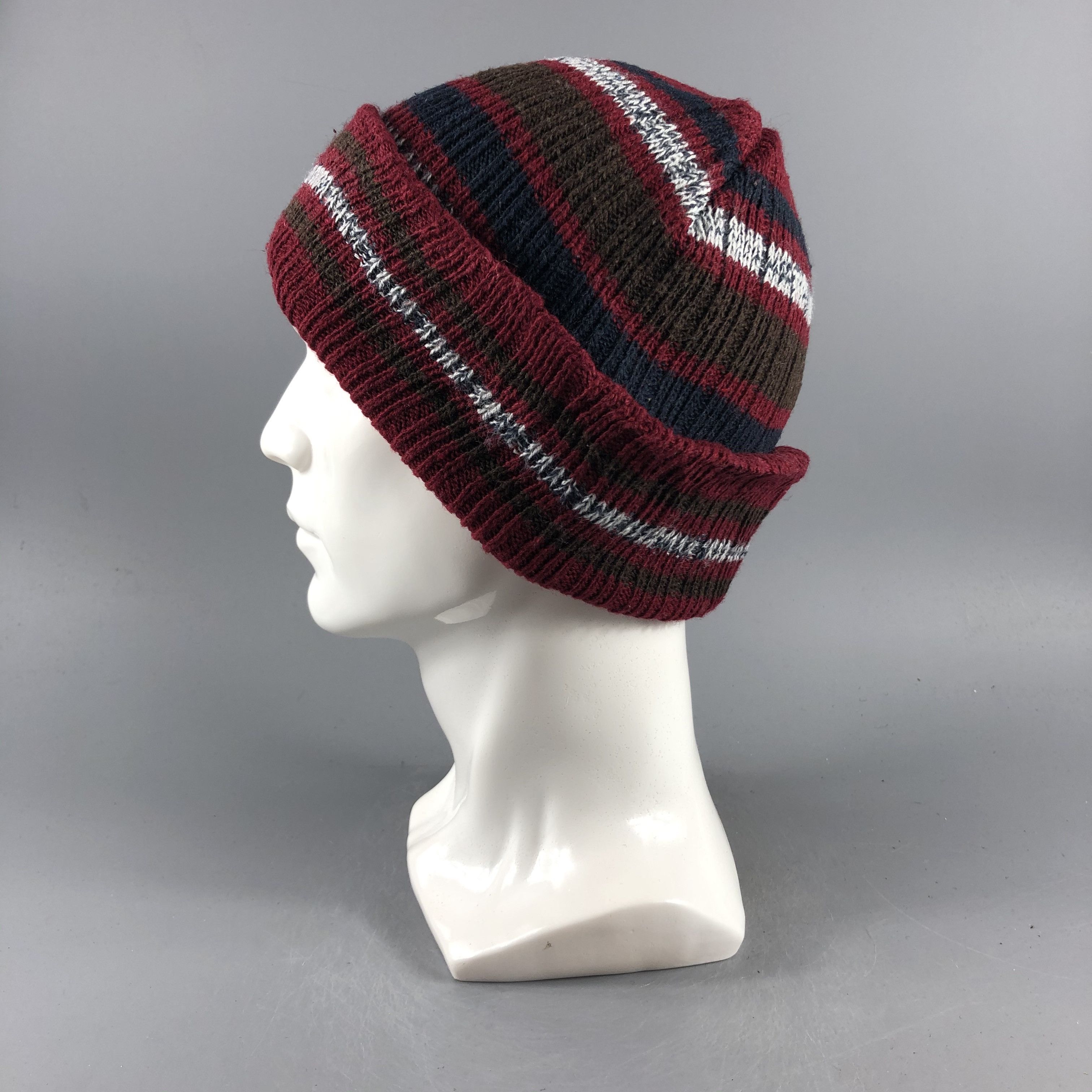 Japanese Brand × Vintage Unknown Stripe Ribbed Beanie Snow Hat Snow Cap -D204 Size ONE SIZE - 1 Thumbnail