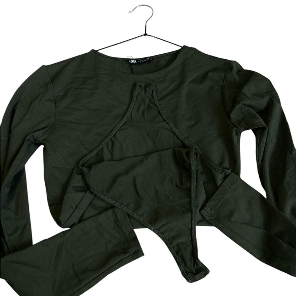 Zara Zara Olive Green Long Sleeve Bodysuit Size M / US 6-8 / IT 42-44 - 5 Thumbnail